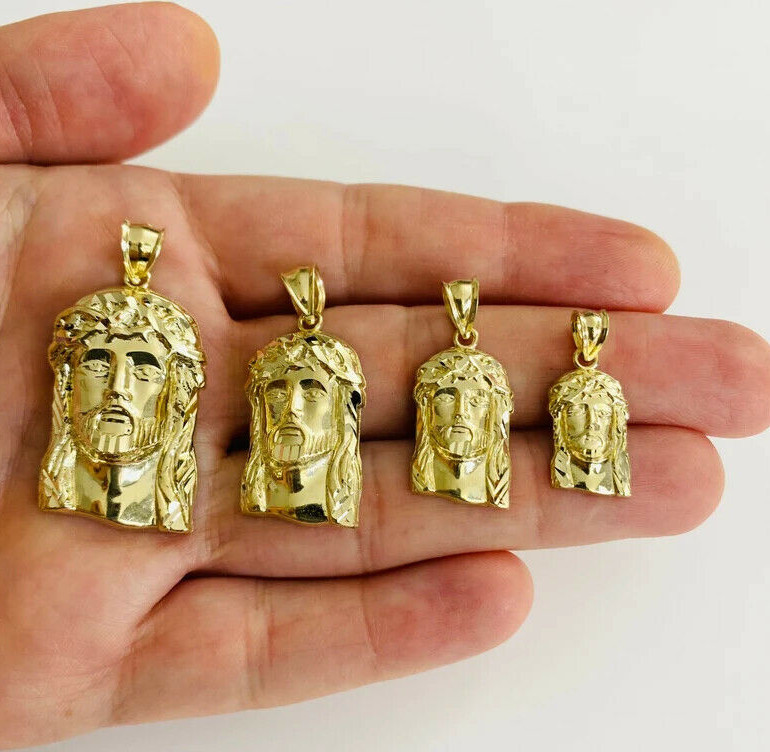 10K Solid Gold Jesus Face Pendant, 10k Real Gold Jesus Christ Pendant – GP102