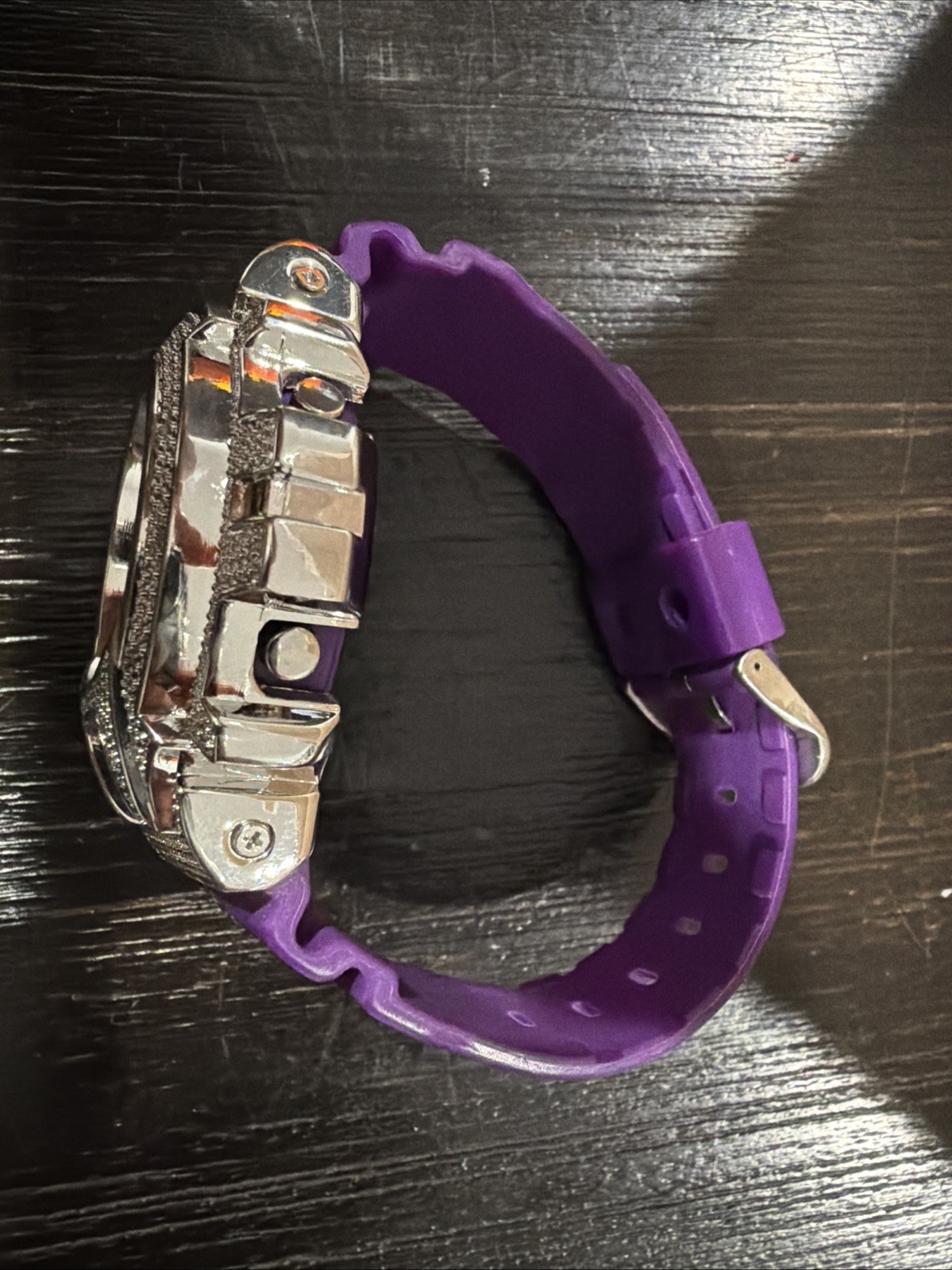 King Master Digital Purple Band Diamond Shock Watch