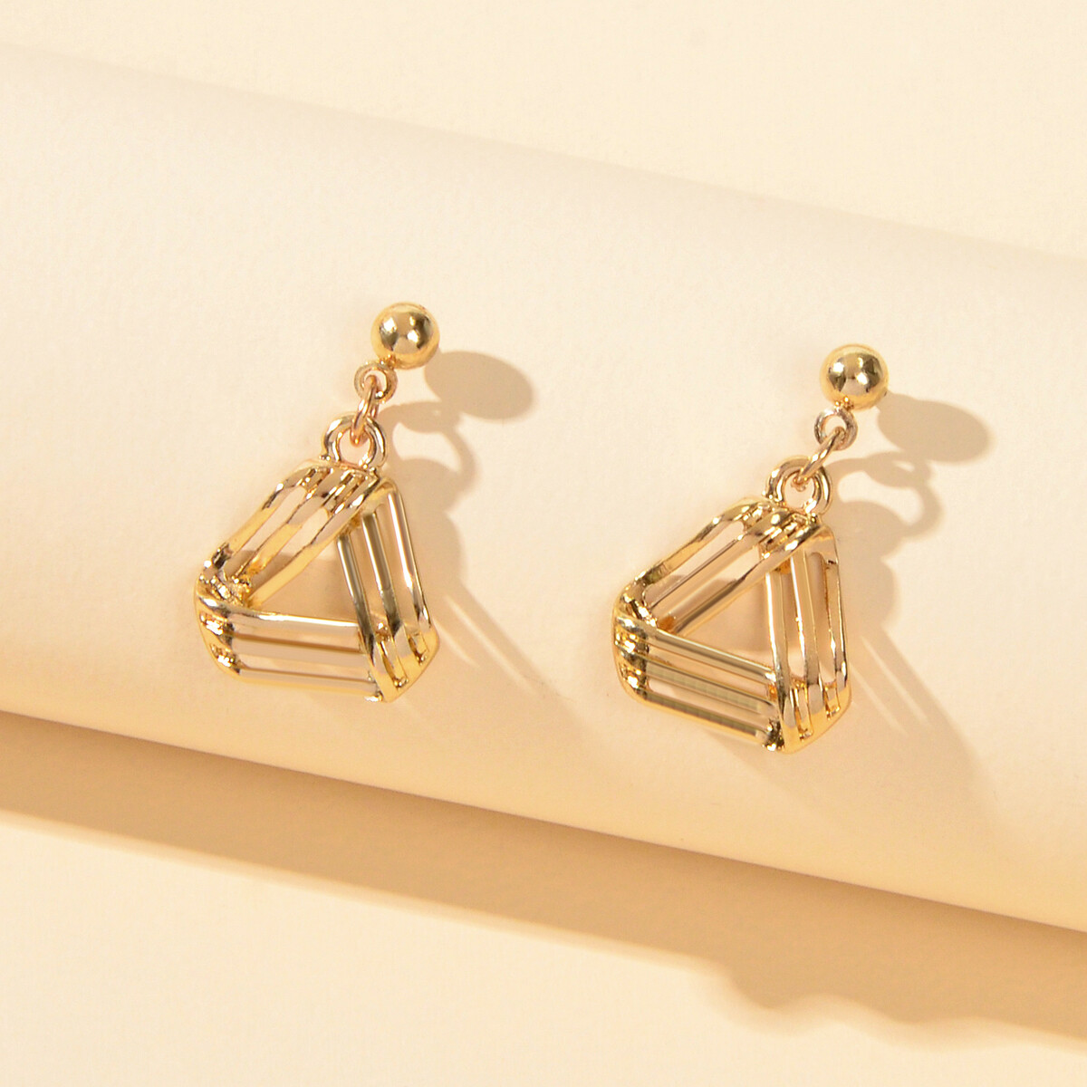 Hip Hop Punk Jewelry Gold Geometric Triangle Dangle Hypoallergenic Stud Earrings