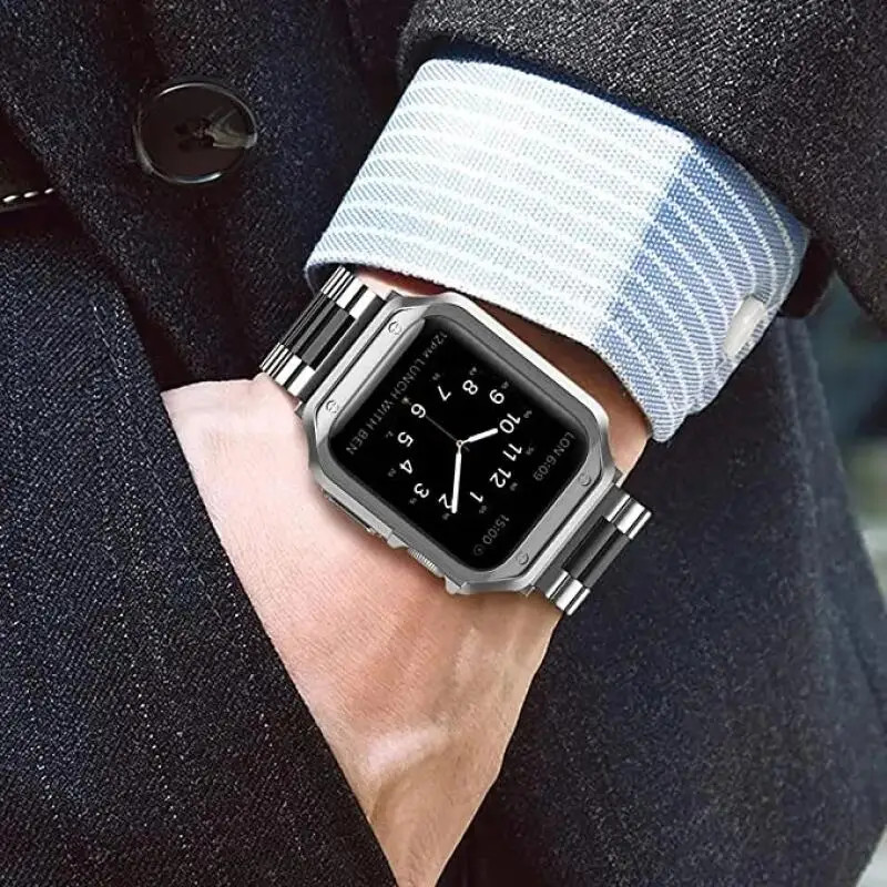 Stainless Steel Strap + Case for Apple Watch Seriess 11 10 9 8 7 6 5 4 3 SE Band
