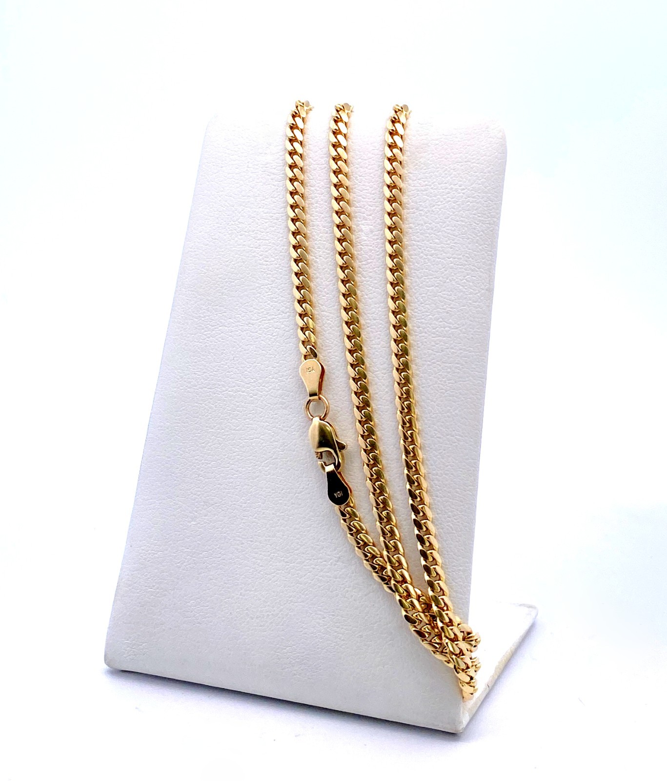 Solid 14K Yellow Gold Miami Cuban Link Necklace Chain 3mm 24.5″ 19.2g Curb