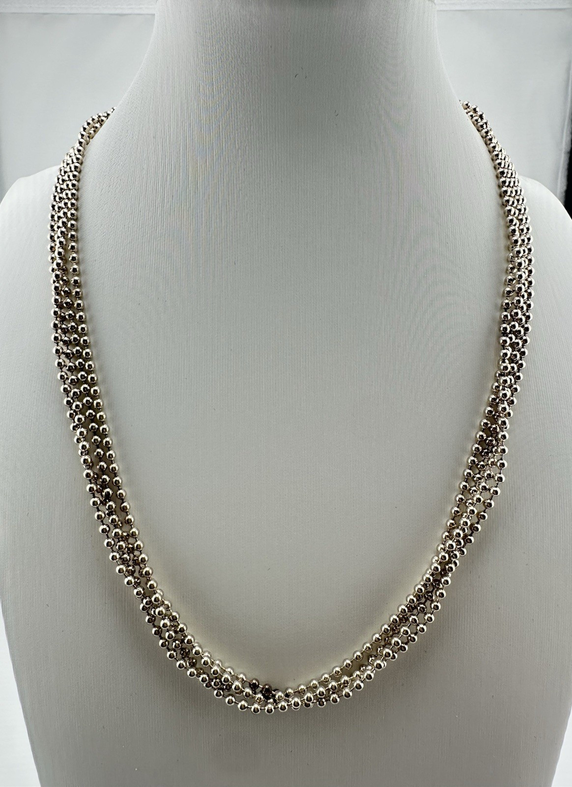Vintage Milor Italian Multi-Strand Beaded Sterling Silver Necklace 18″
