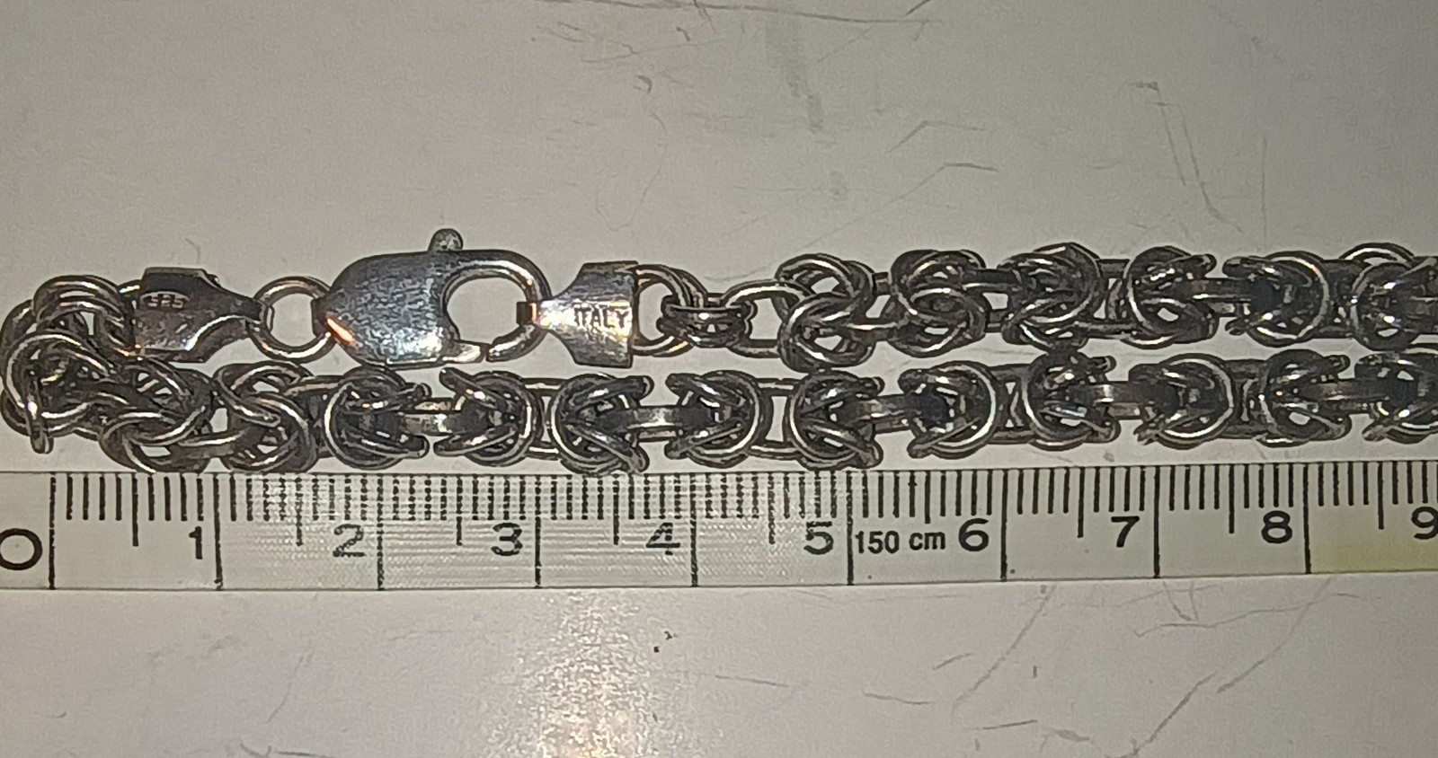 Sterling Silver .925 Byzantine Link Chain Necklace 18inch Approximately 46 Grams