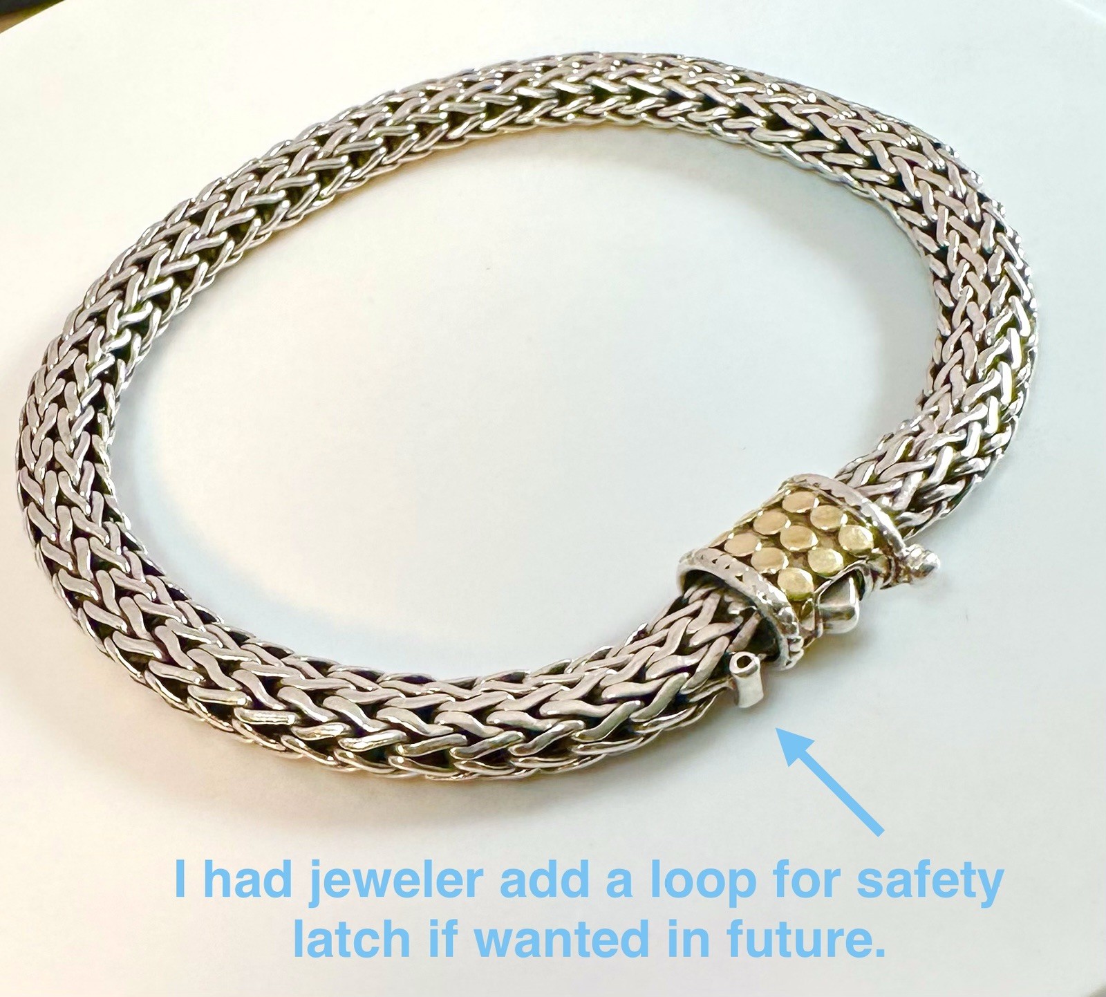 John Hardy Dot Bracelet – 18K Gold and Sterling Silver 7.75”