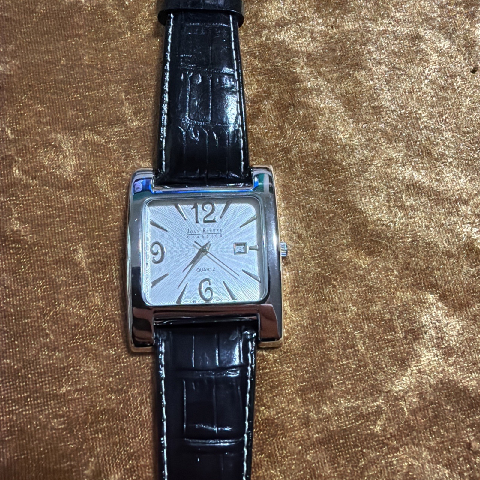 Vintage Joan Rivers Classics V377 Women’s Boyfriend Watch Black Leather Band