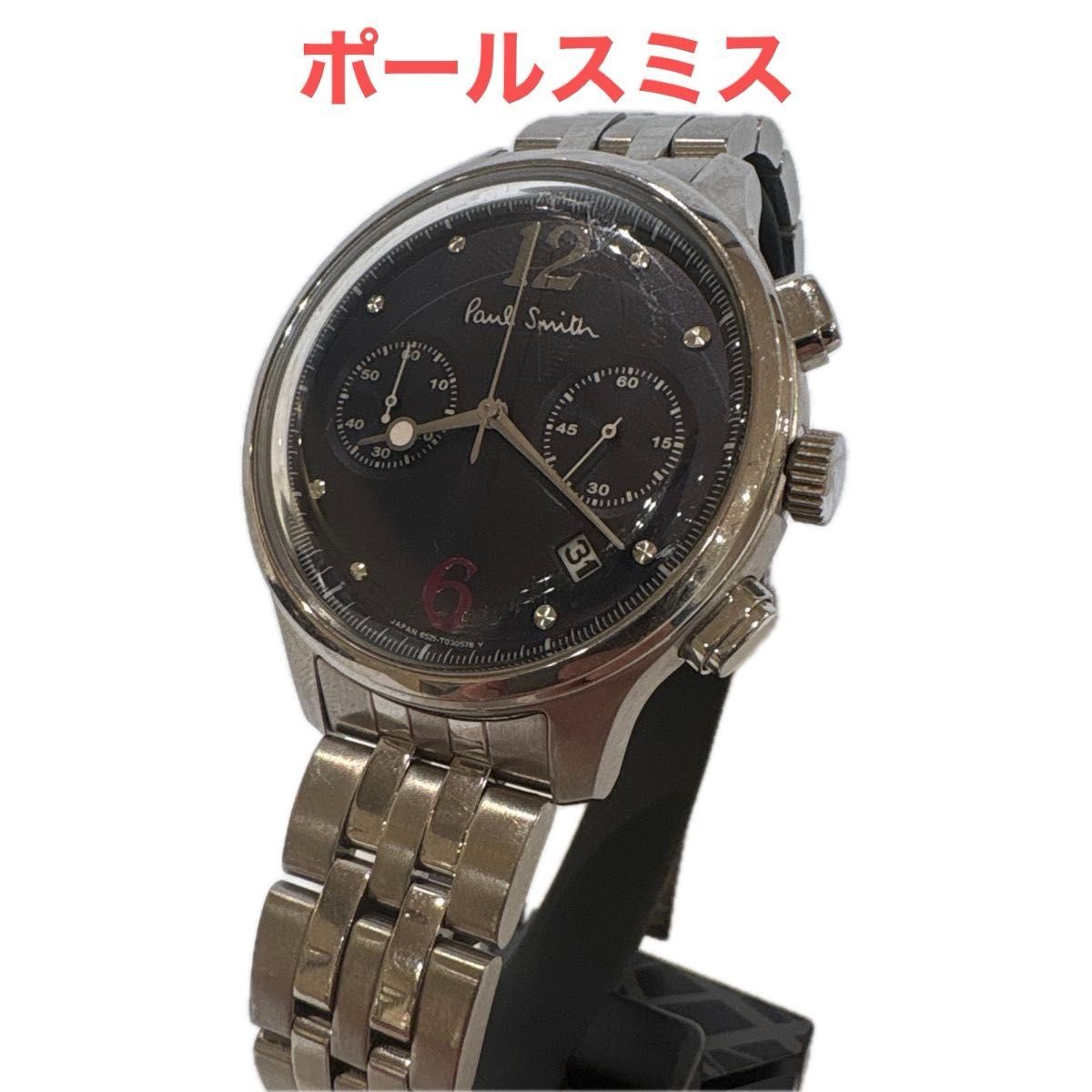Paul Smith Chronograph Men’s Watch Black Dial Silver SS Working From Japan