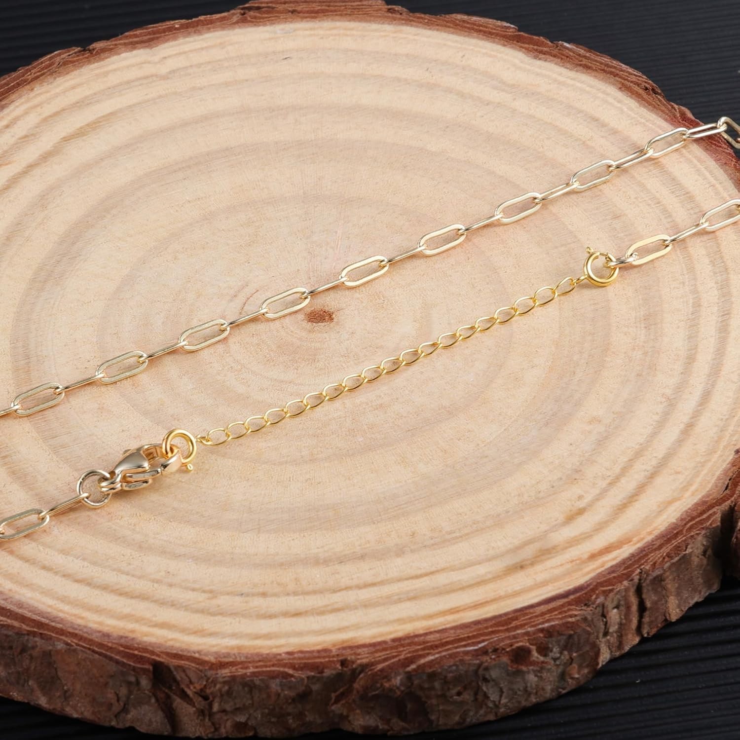 Luxury 18K Solid Gold Extender – Adjustable Chain for Jewelry with Clasp Closure