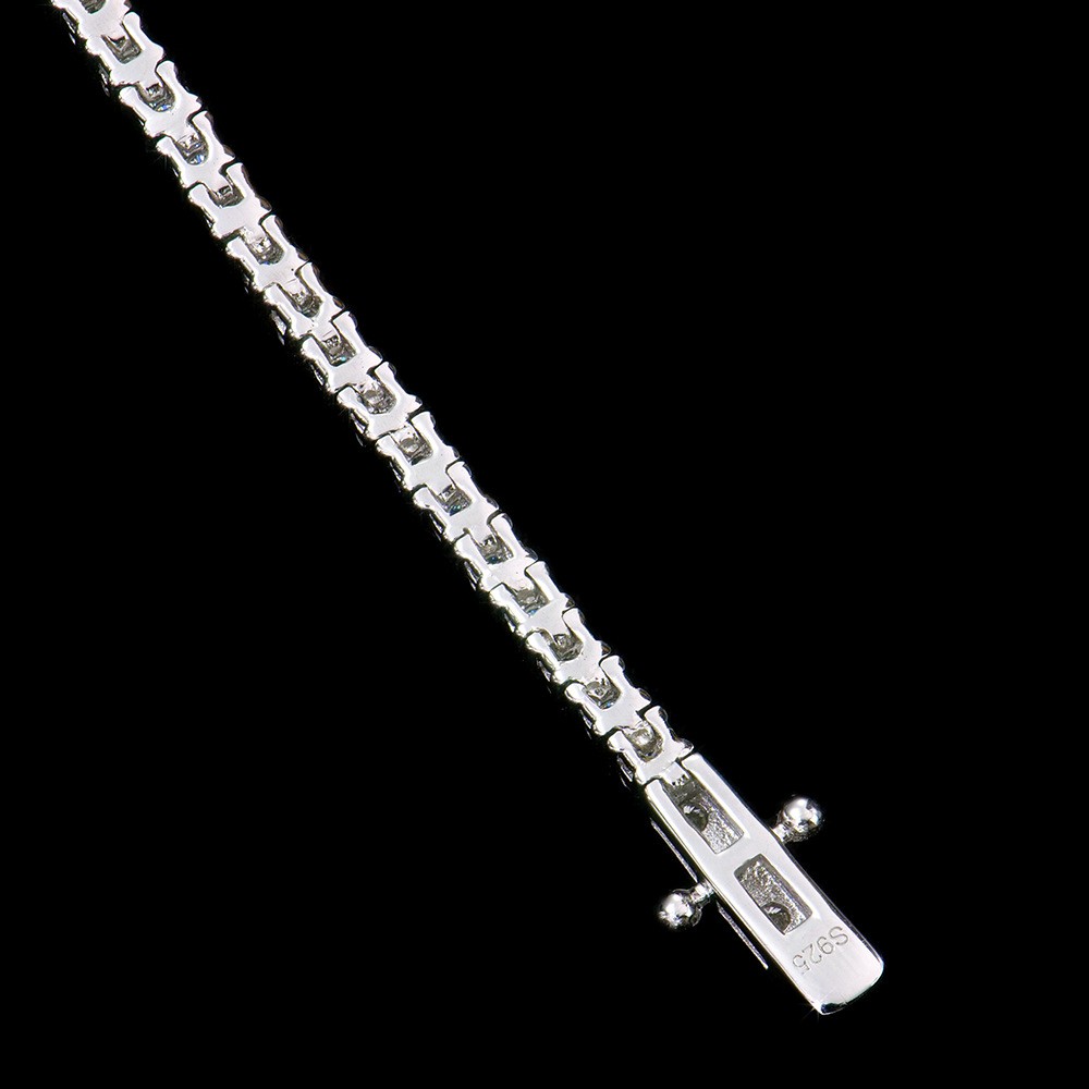 2mm Round Colourful Moissanite Tennis Chain 925 Sterling Silver Bracelet Women