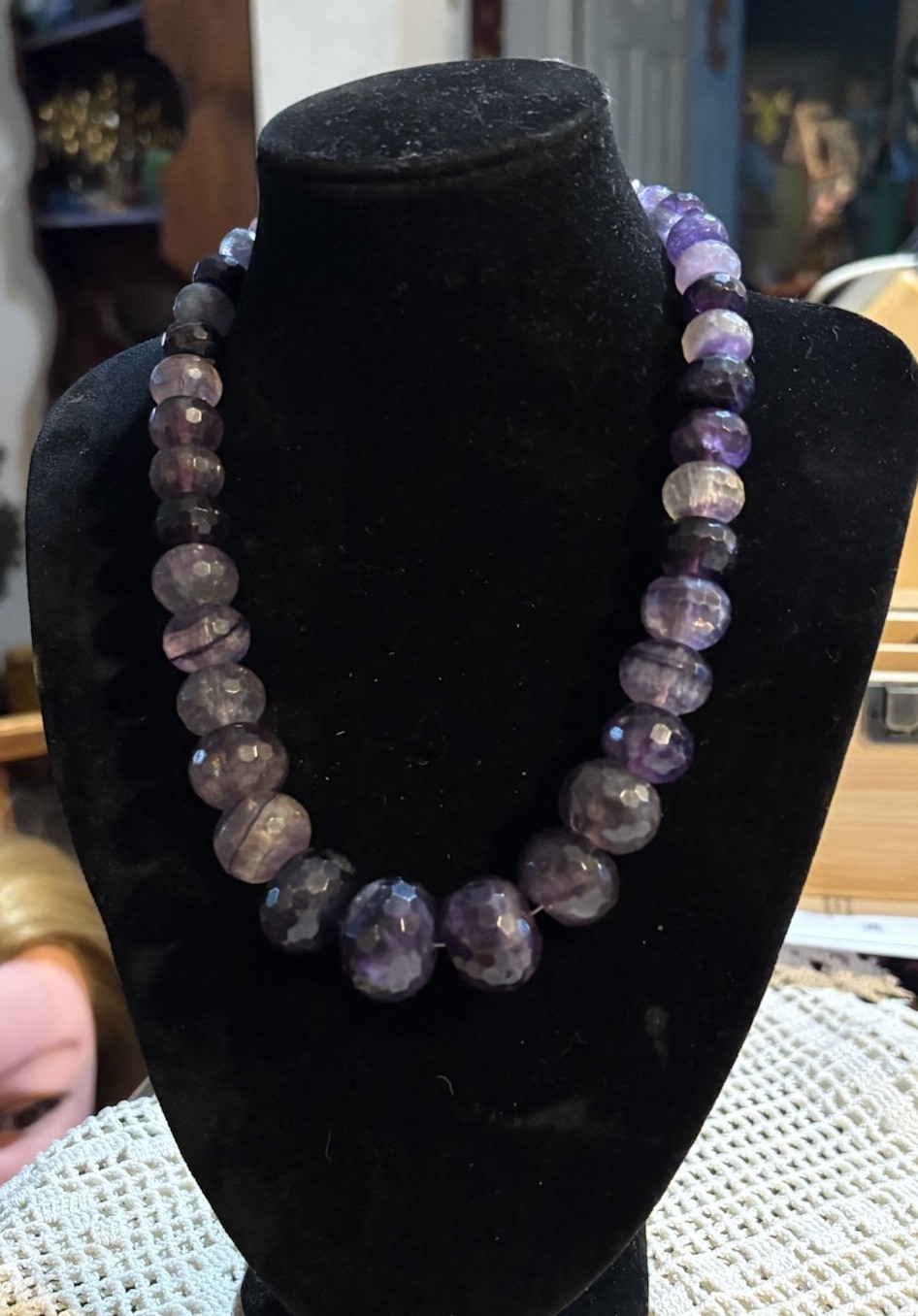 Vintage Sterling Silver Large Faceted Shades of Amethyst Graduated FAS NWTS