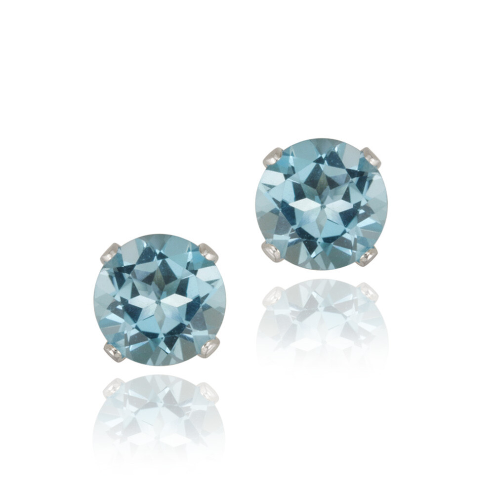 2.1ct Swiss Blue Topaz .925 Silver Stud Earrings 6mm