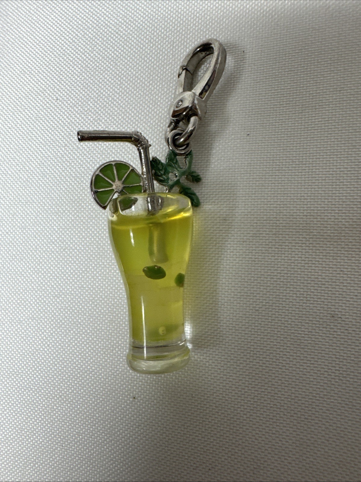 Juicy Couture Charm Lime Mojito Cocktail Glass With Straw Mint Silver Tone Clip