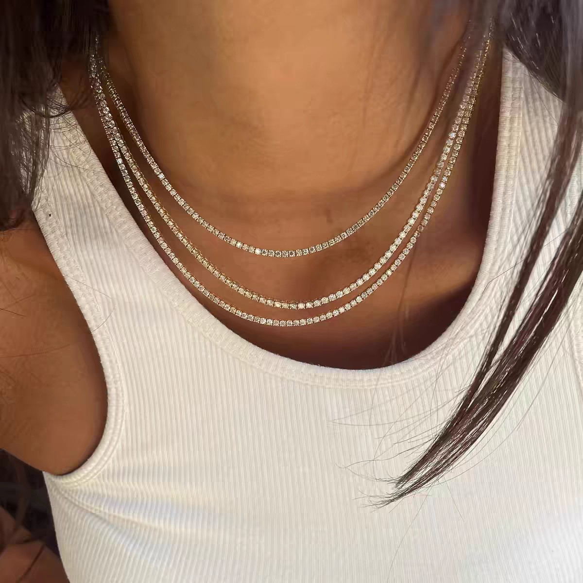 2.5mm DVVS Moissanite Tennis Chain Necklace 925 Silver Women Men Pass Tester