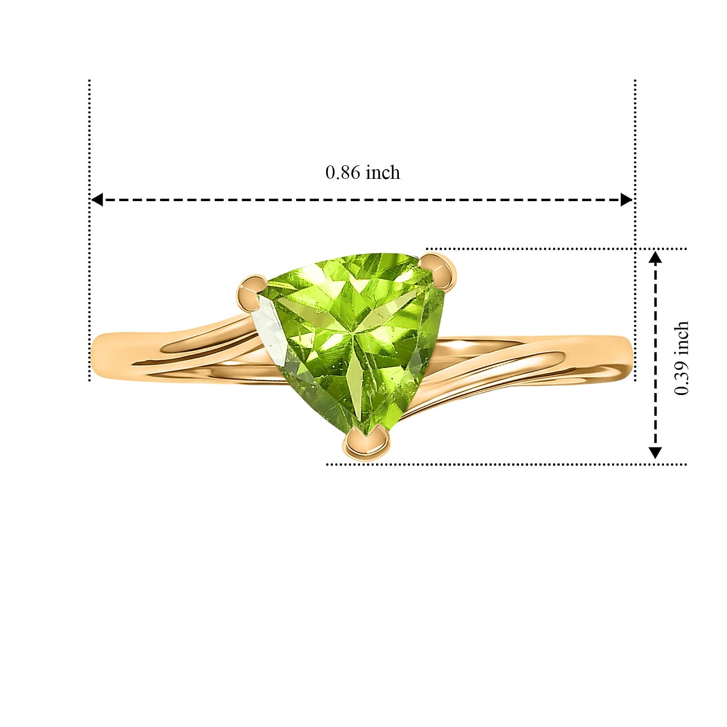 Peridot 1.15 ctw Ring in 18K Yellow Gold Over Sterling Silver Size 9.0