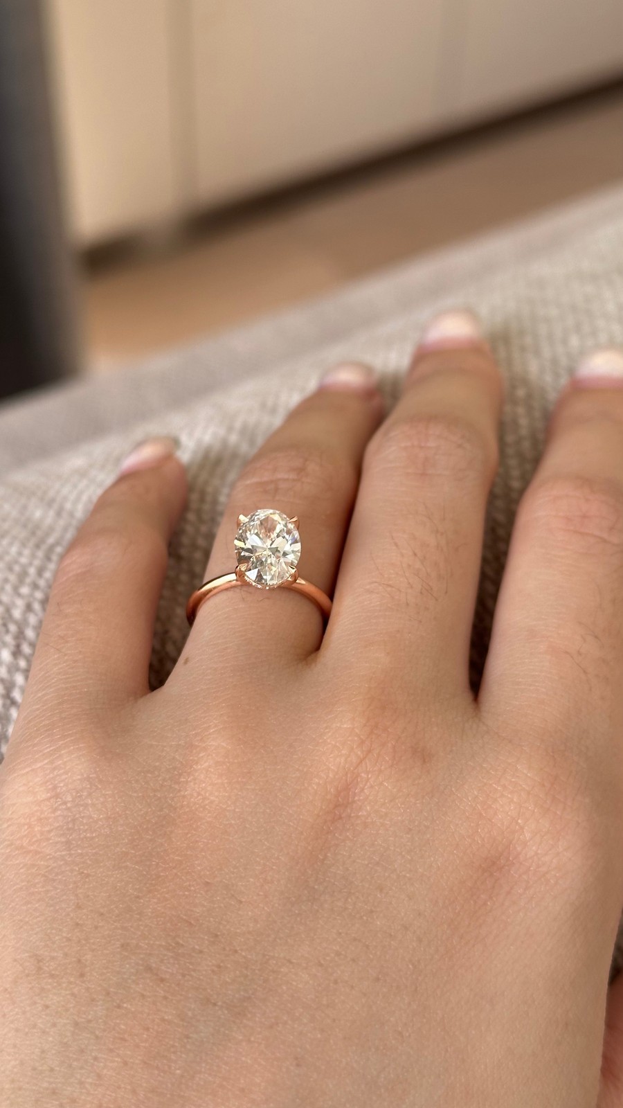 2.5ct Oval Lab Grown Diamond Cut With Knife Edge Hidden Halo 18k Engagement Ring