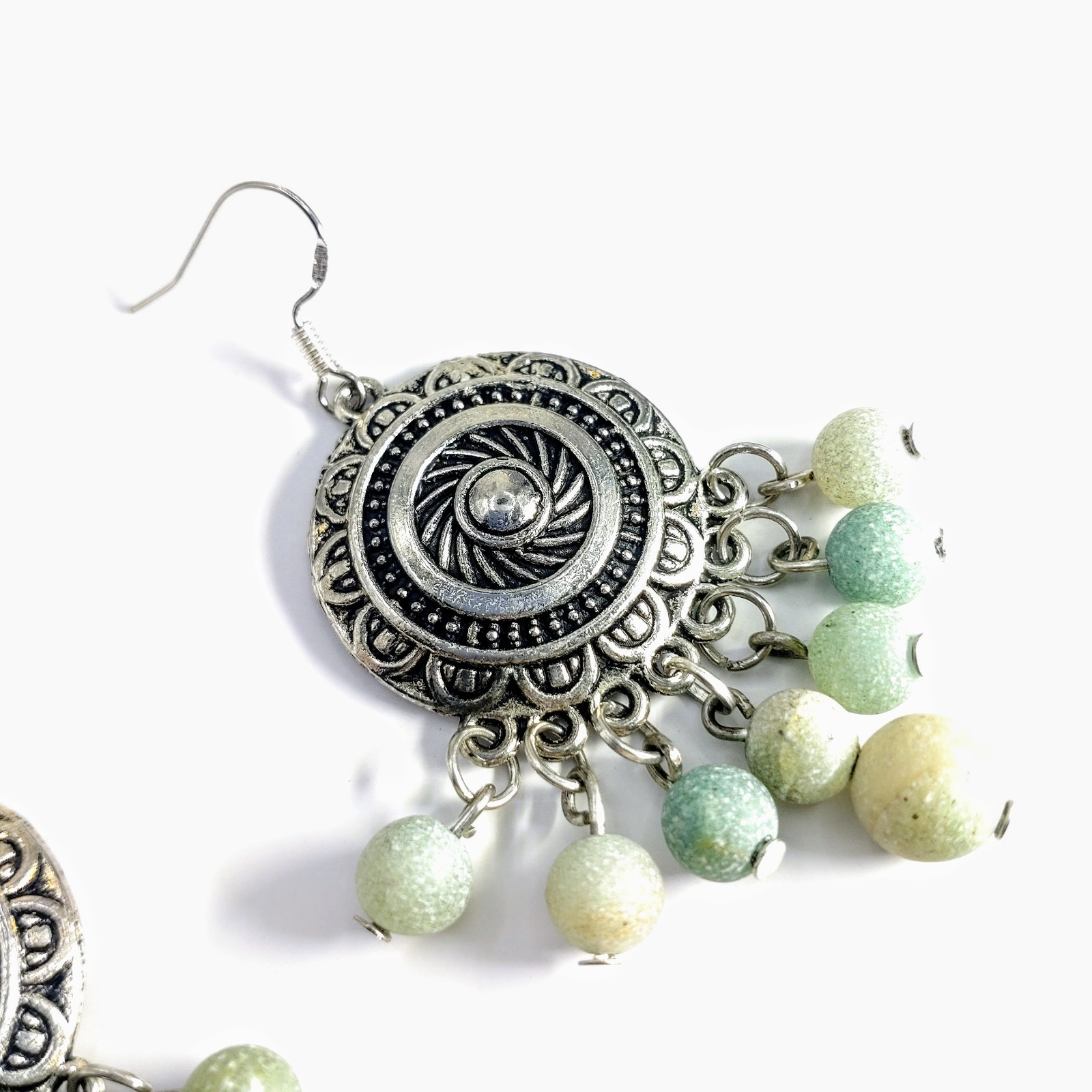 Gemstone Earrings Dangle Drop Beaded Crystal Boho Sterling Silver Hooks Handmade