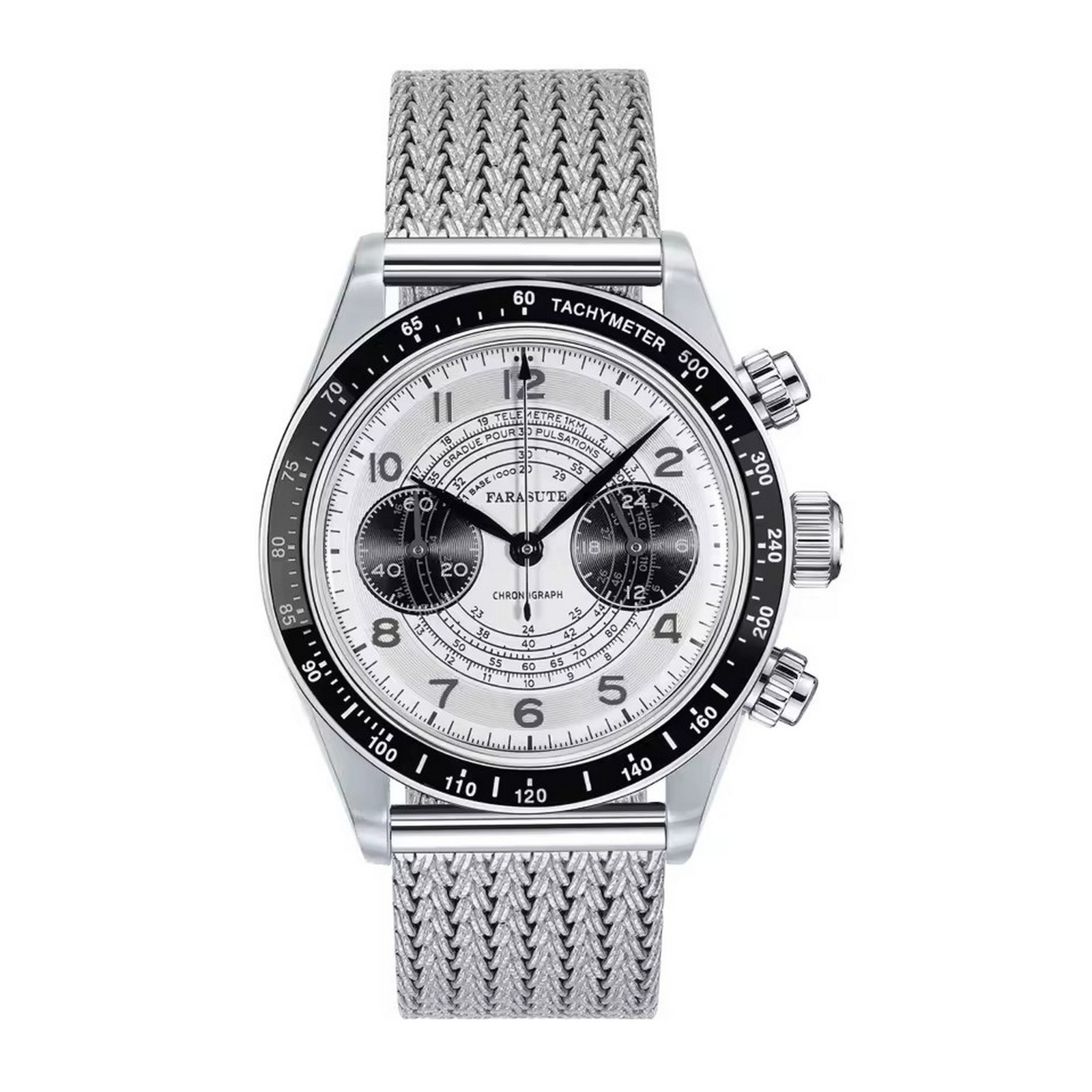 FARASUTE Men Chronograph Watch 39mm Quartz Wristwatch Sapphire VK64 Speed Dial