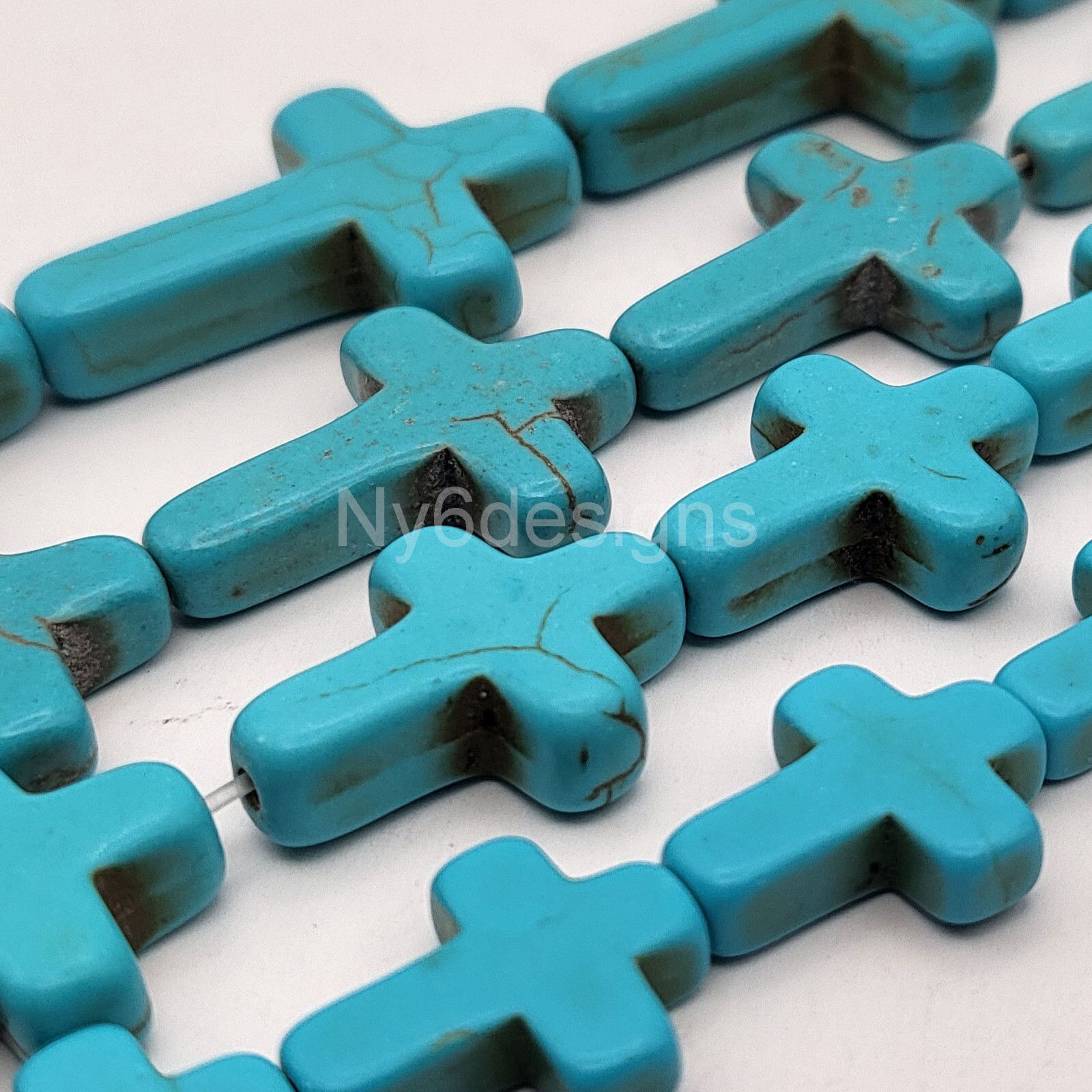 Wholesale Turquoise Howlite Magnesite Cross Loose Beads 15″ strand Free Shipping