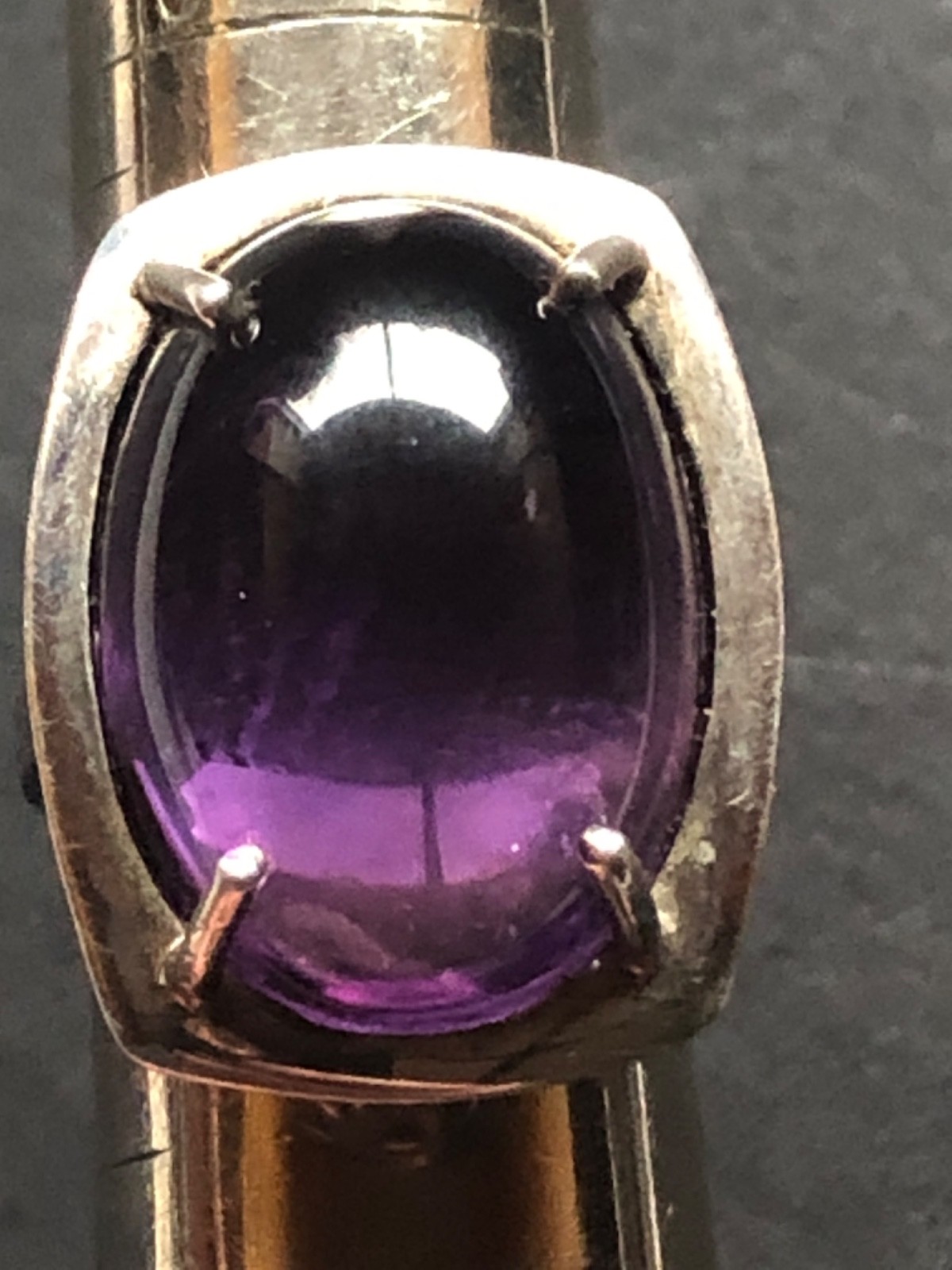 Designer Sterling Cabochon Amethyst Ring & Pendant w/Sterling 44 gram Chain