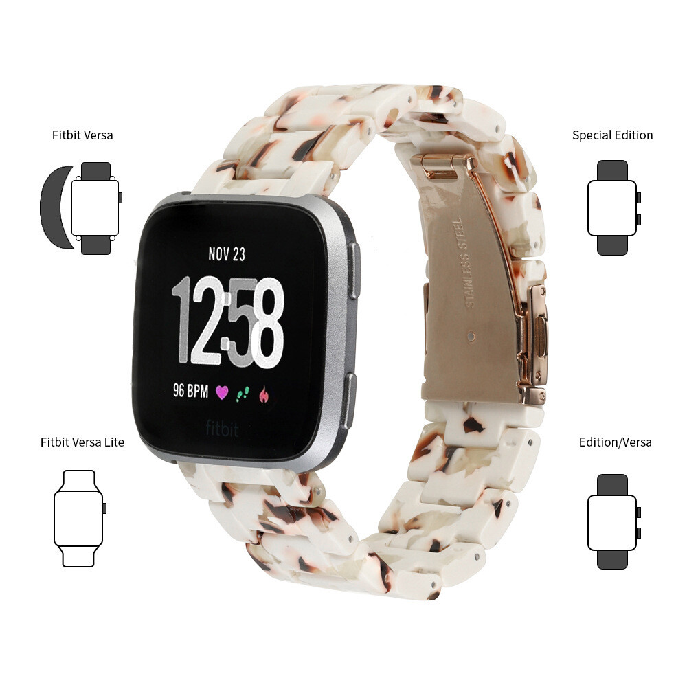 Resin Watch Band Strap Bracelet Metal Buckle For Fitbit Versa 1 2 & Versa Lite