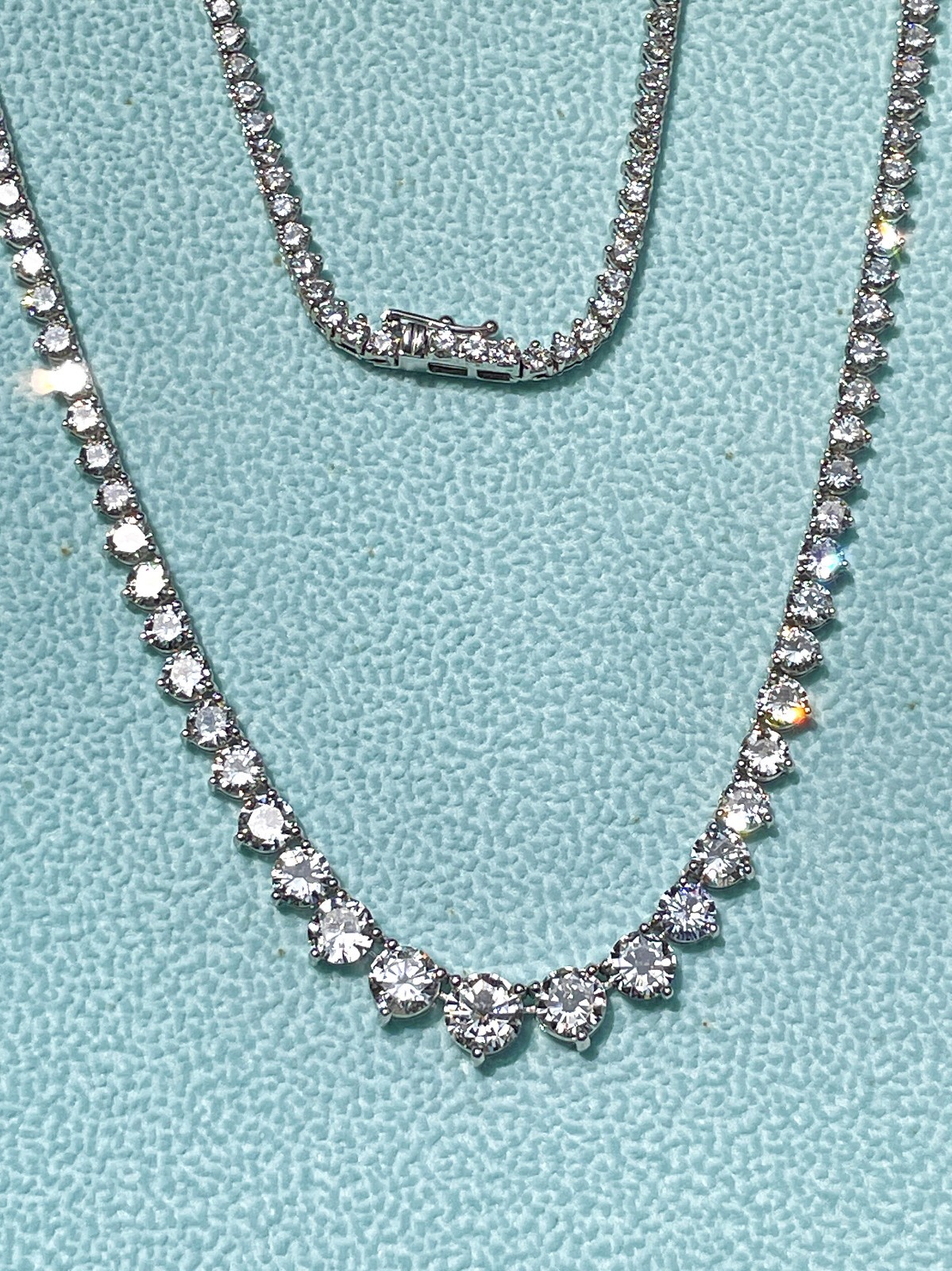 13.0ct Estate Graduated Round Diamond Riviera Tennis 14k White Gold Necklace