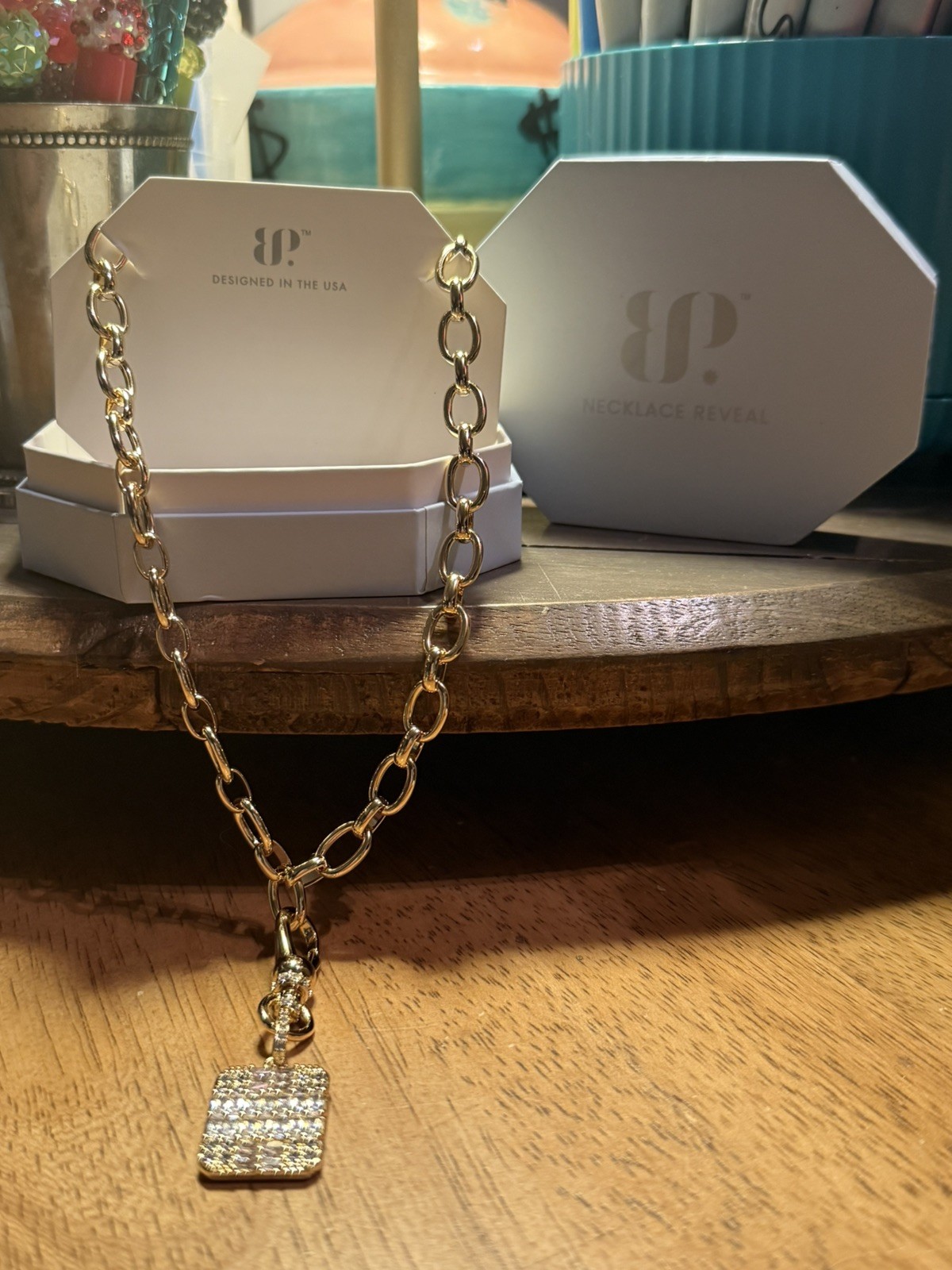 Bomb Party OG Necklace “Be Anything But Basic” NK28221 Diamond CZ Gold Plating