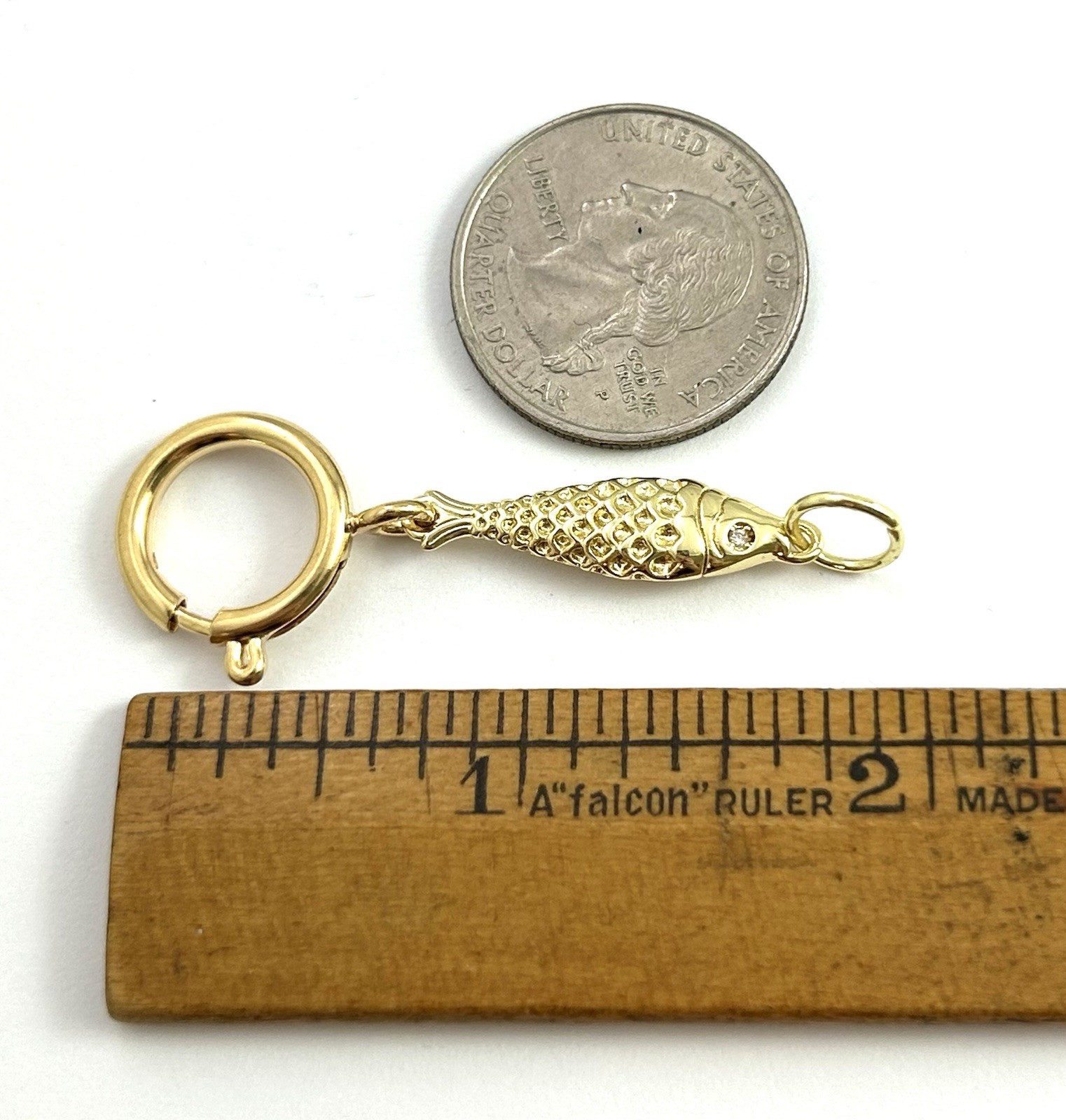 Fish Charm Holder Spring Ring Clasp Nautical Pendant Gold Plated Jewelry