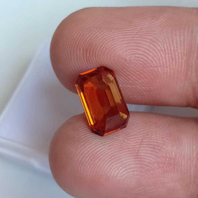 Eye Clean Hessonite Garnet Octagon Cut From Mozambique Gemstone 3.40 Ct