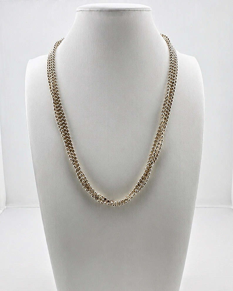 Vintage Milor Italian Multi-Strand Beaded Sterling Silver Necklace 18″