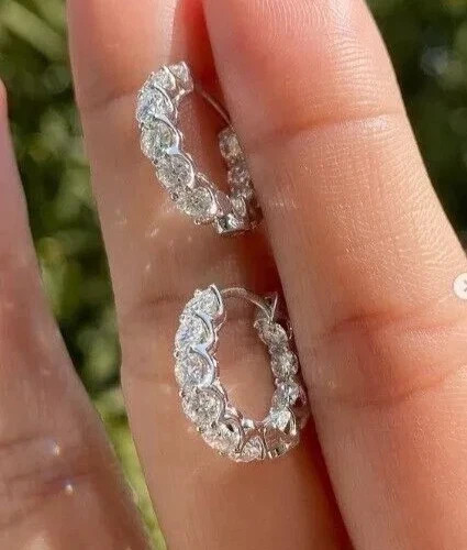 2.00Ct Lab Created Diamond Huggie & Hoop Women’s Earrings 14K White Gold Plated