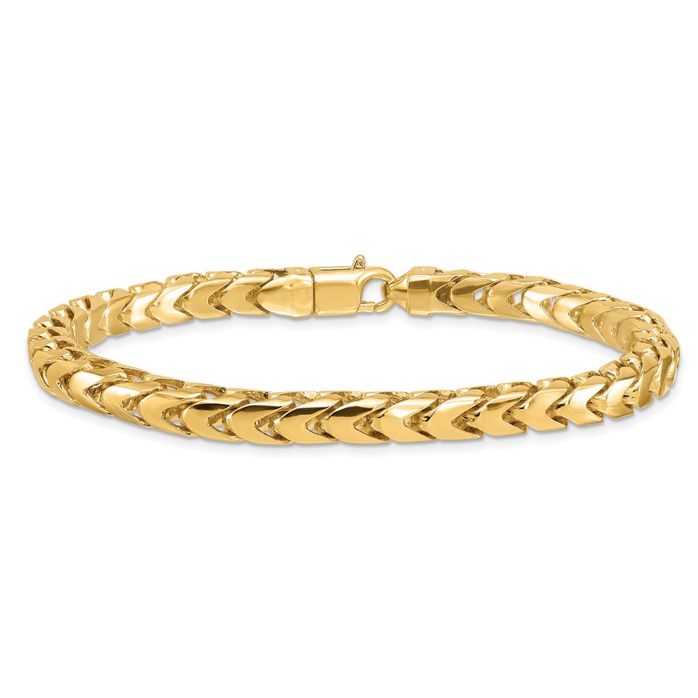 14k Yellow Gold Solid 6.0mm Franco Chain Bracelet 8.5″ for Women Men 44.43g