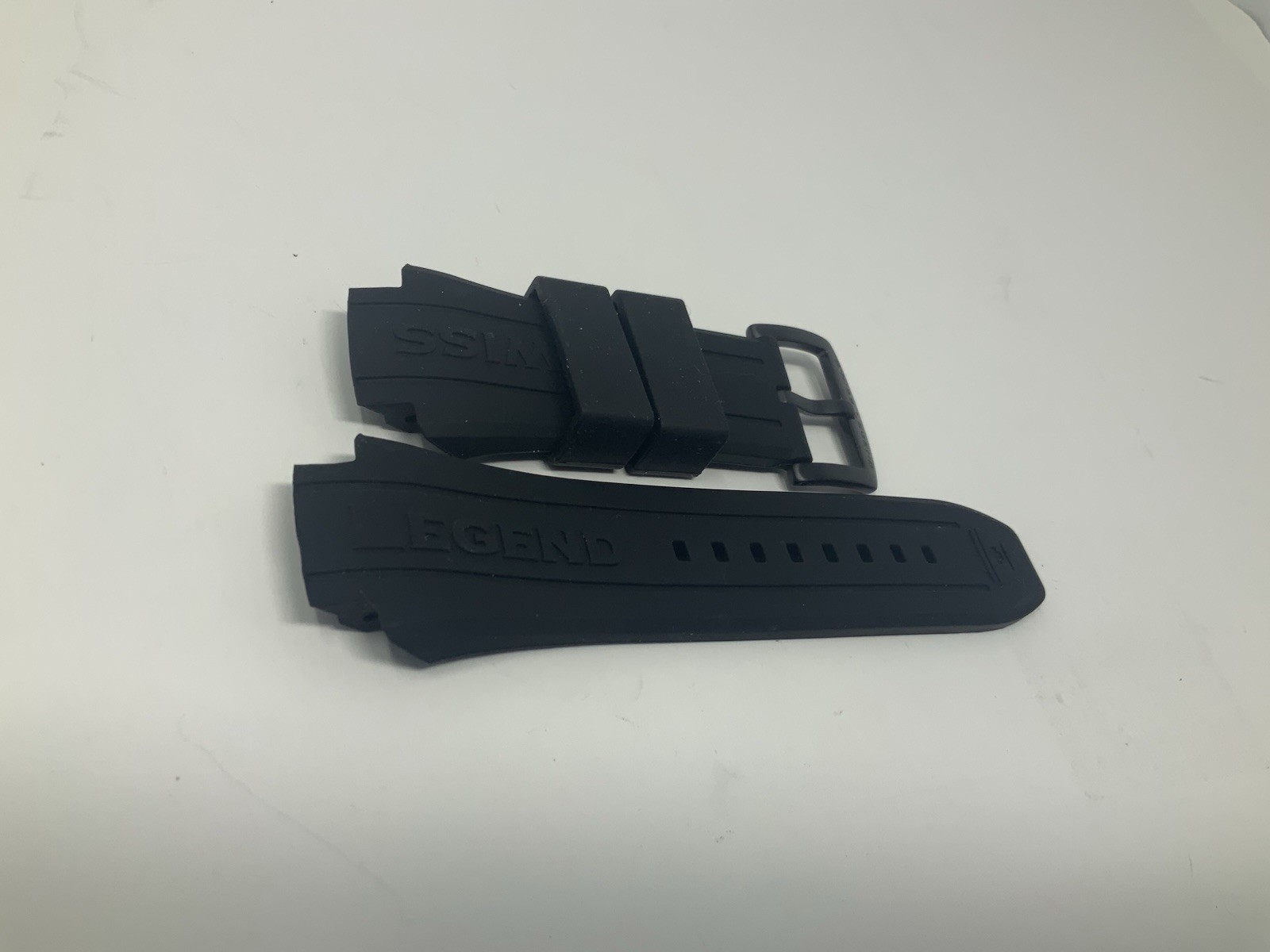 NOS Swiss Legend Neptune Black Rubber Strap with Black brushed steel buckle 19mm