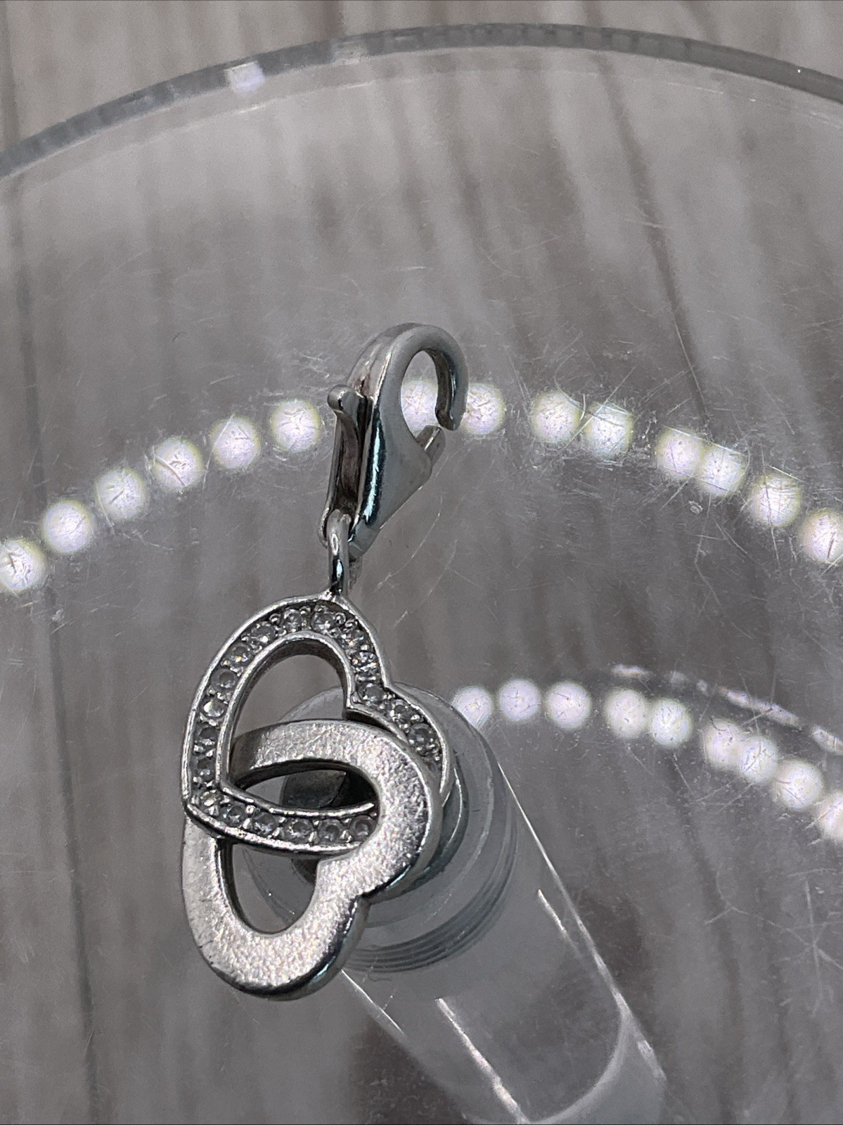 Thomas Sabo charm: Double Heart & Diamante, hallmarked TS 925. Sterling Silver