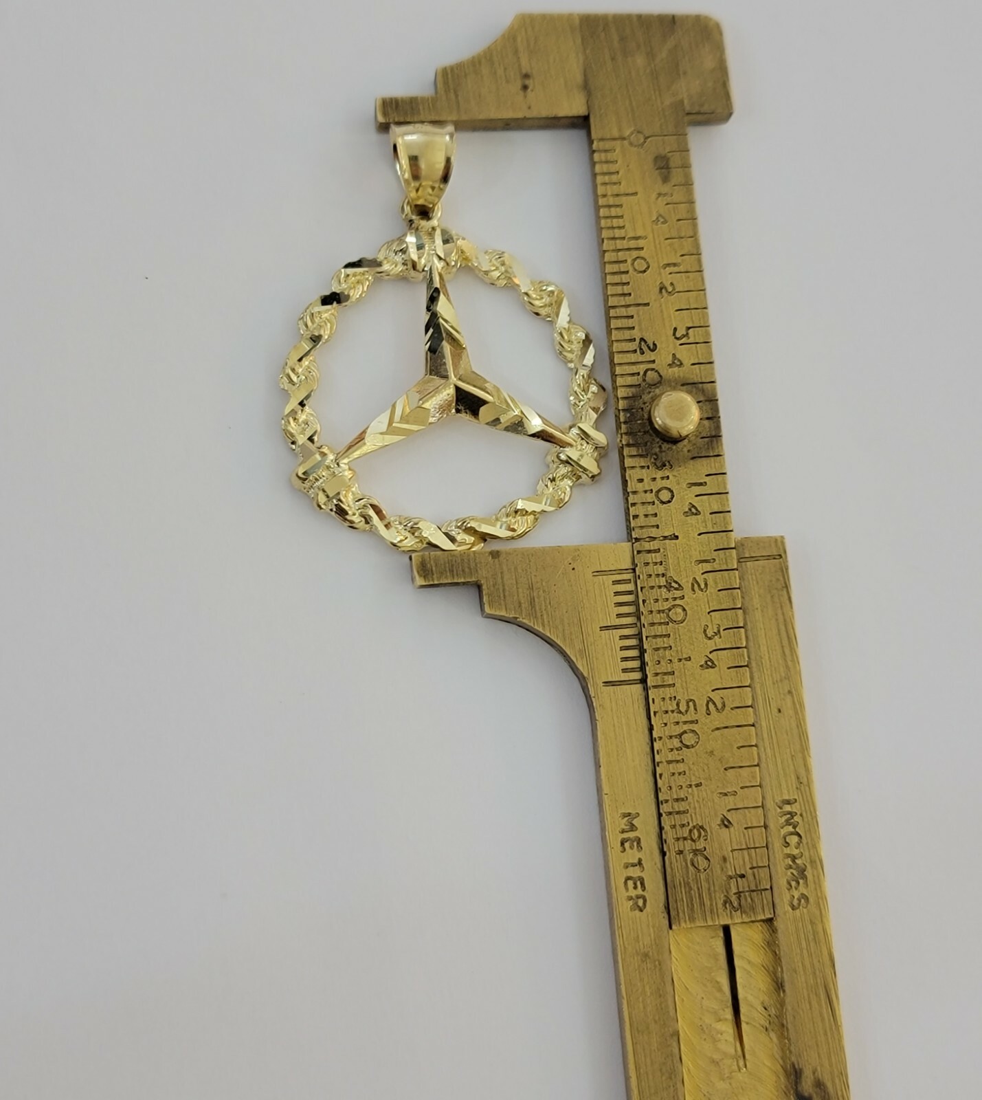 10k Gold Men’s Pendant 10kt Yellow Gold ,UNIQUE Rope Style Charm For Chains,REAL
