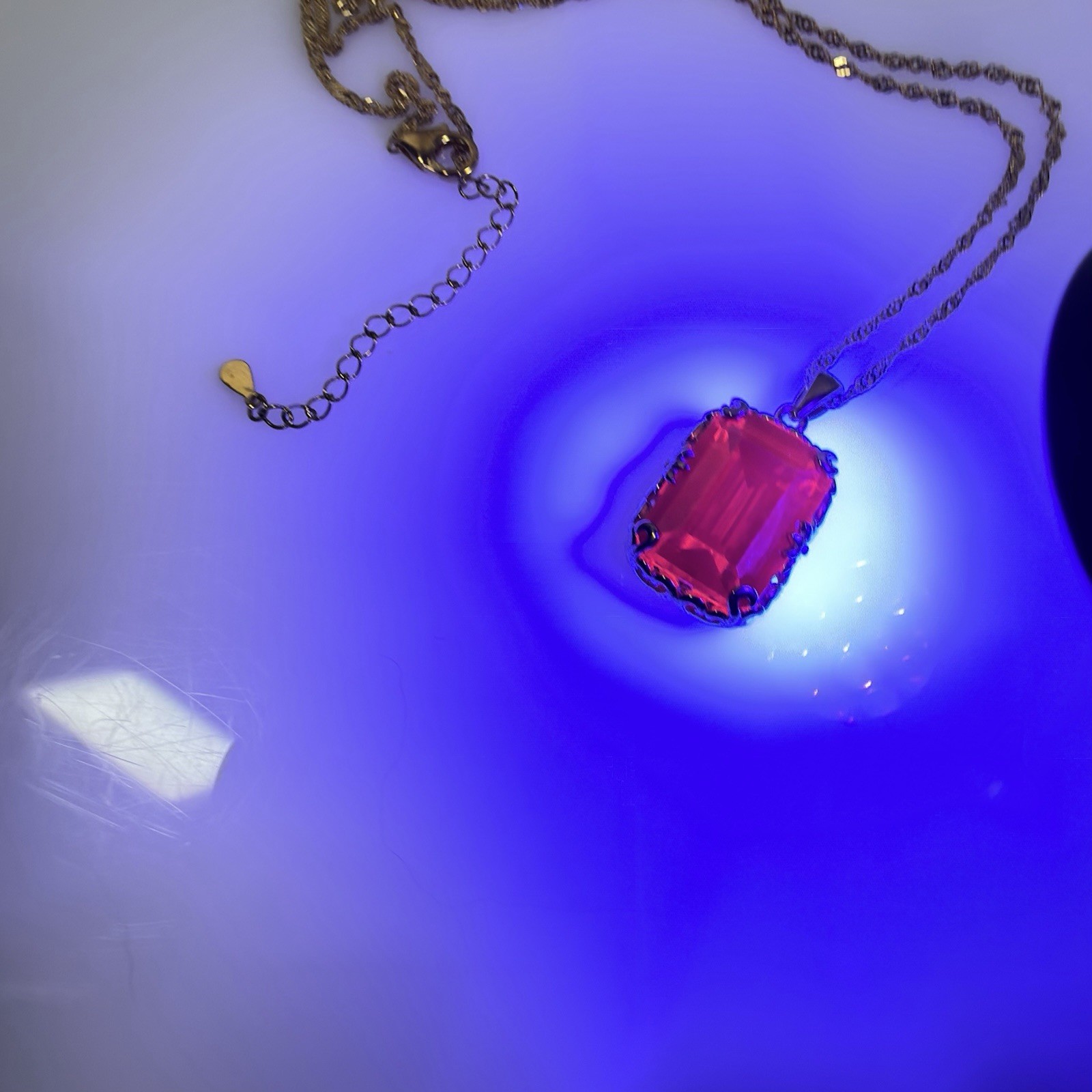 Ruby Necklace Lab Created Pendant 925 Gold Vermeil BBJ Bangkok Ratnaraj 18+2 In