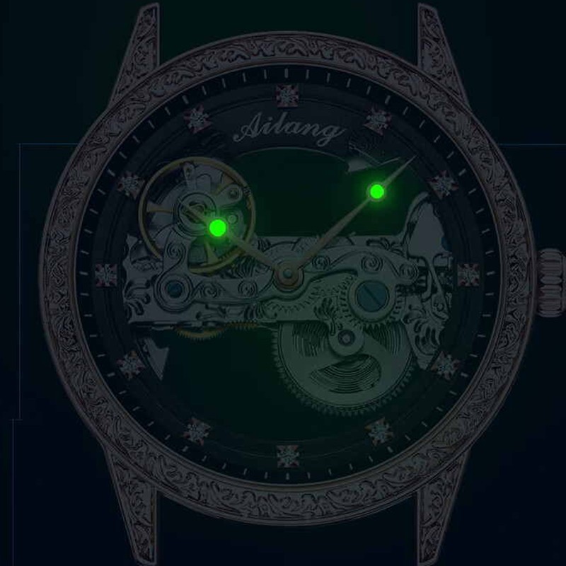 AILANG Men’s Automatic Mechanical Wristwatch Bridge Skeleton Sapphire Luminous