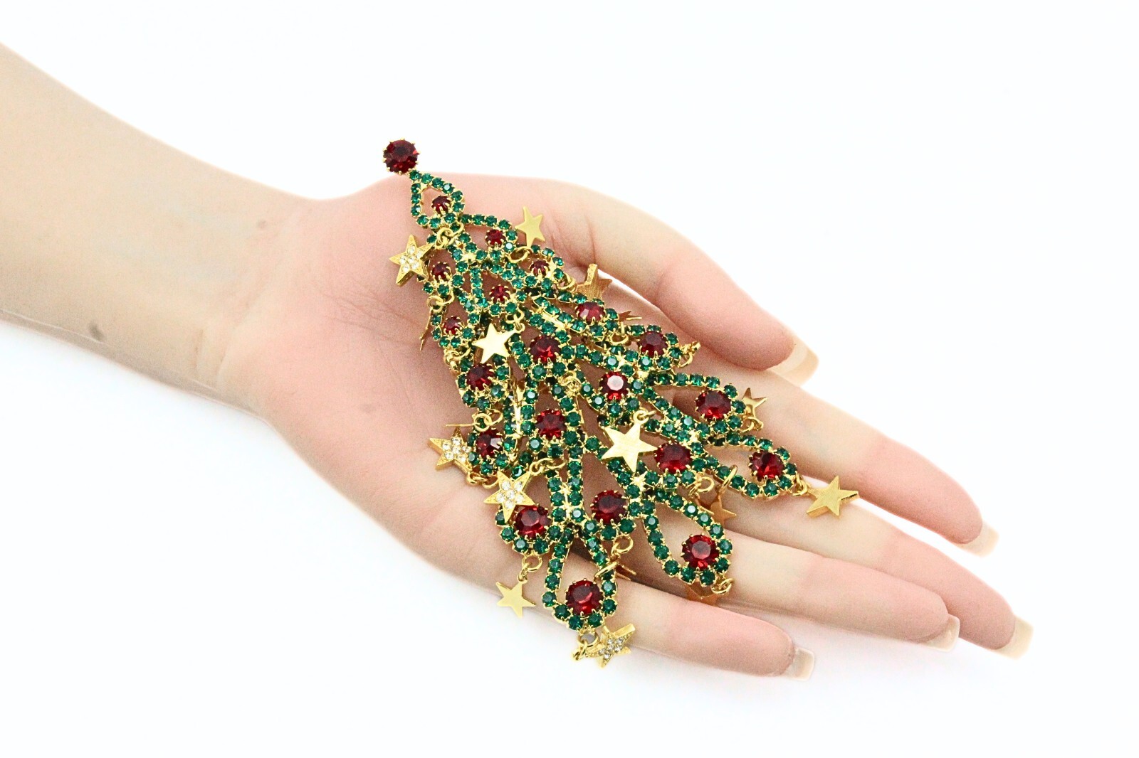 Kirks Folly LTD 244/300 Christmas Tree Red Green Gold Dangle Large Brooch
