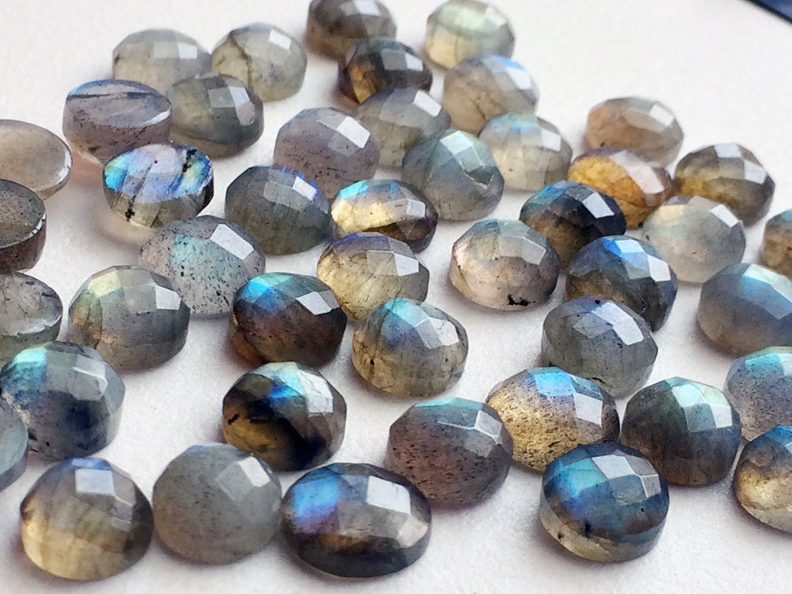 Blue Labradorite Round Rose Cut 5mm to 15mm Natural Loose Wholesale Gemstone
