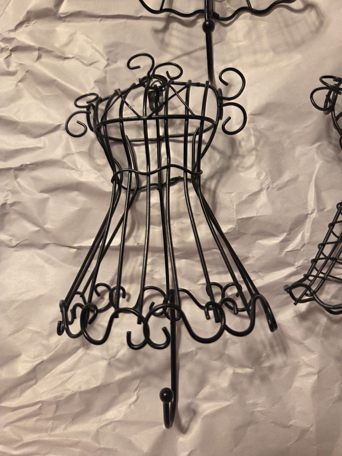 6.5″ Black Metal Wire Dress Form Mannequin Jewelry Holder Wall Hook Set Of 6