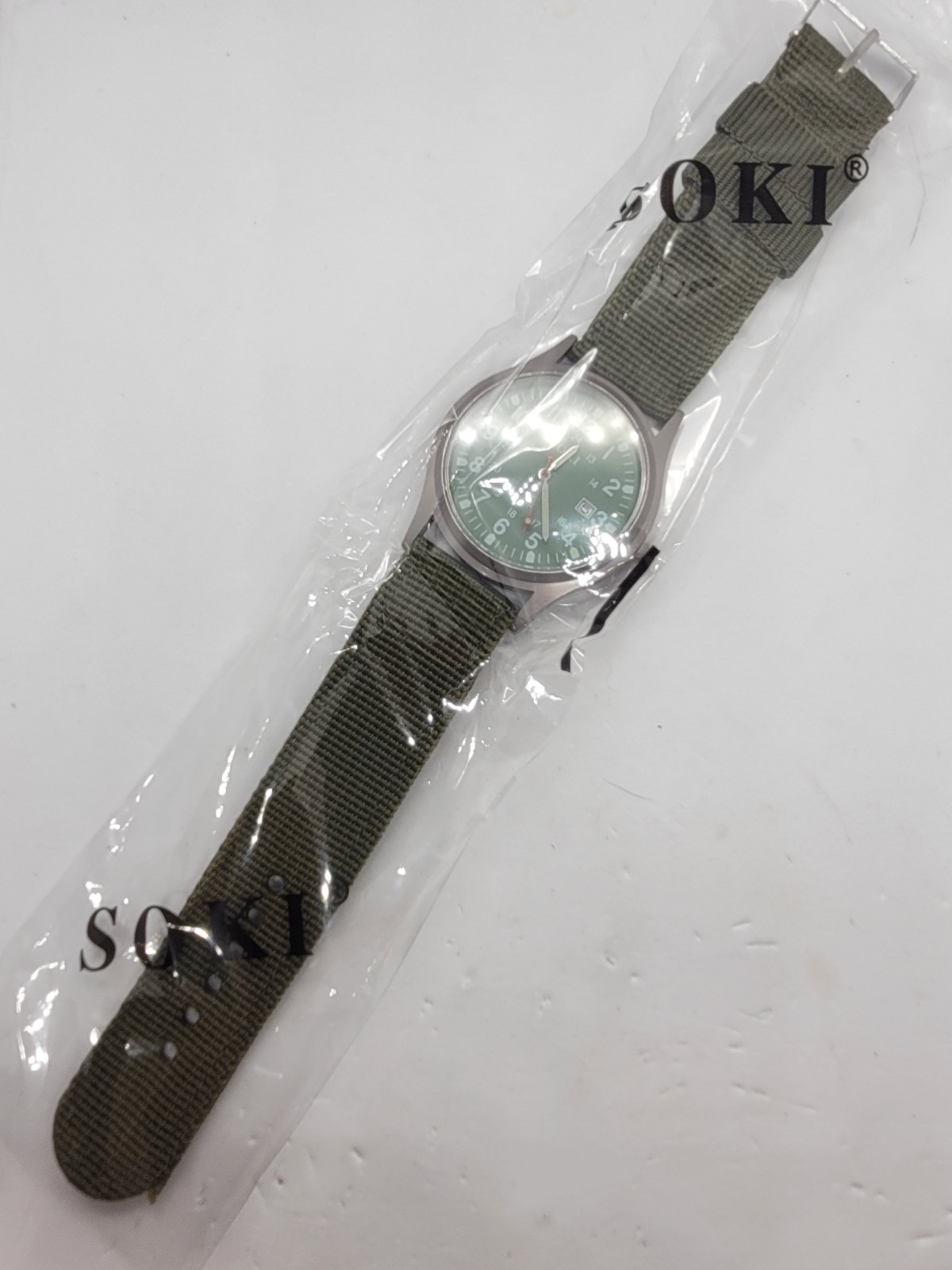 Soki Green Dial Army Military Green Nylon Band Field Watch USA Shipping. (133)