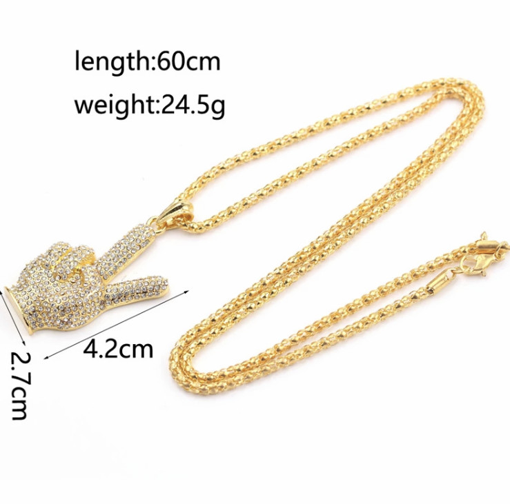 Ice In Gold Silver Color Victory Hip Hop Cubic Zirconia Pendant Necklace 84-6