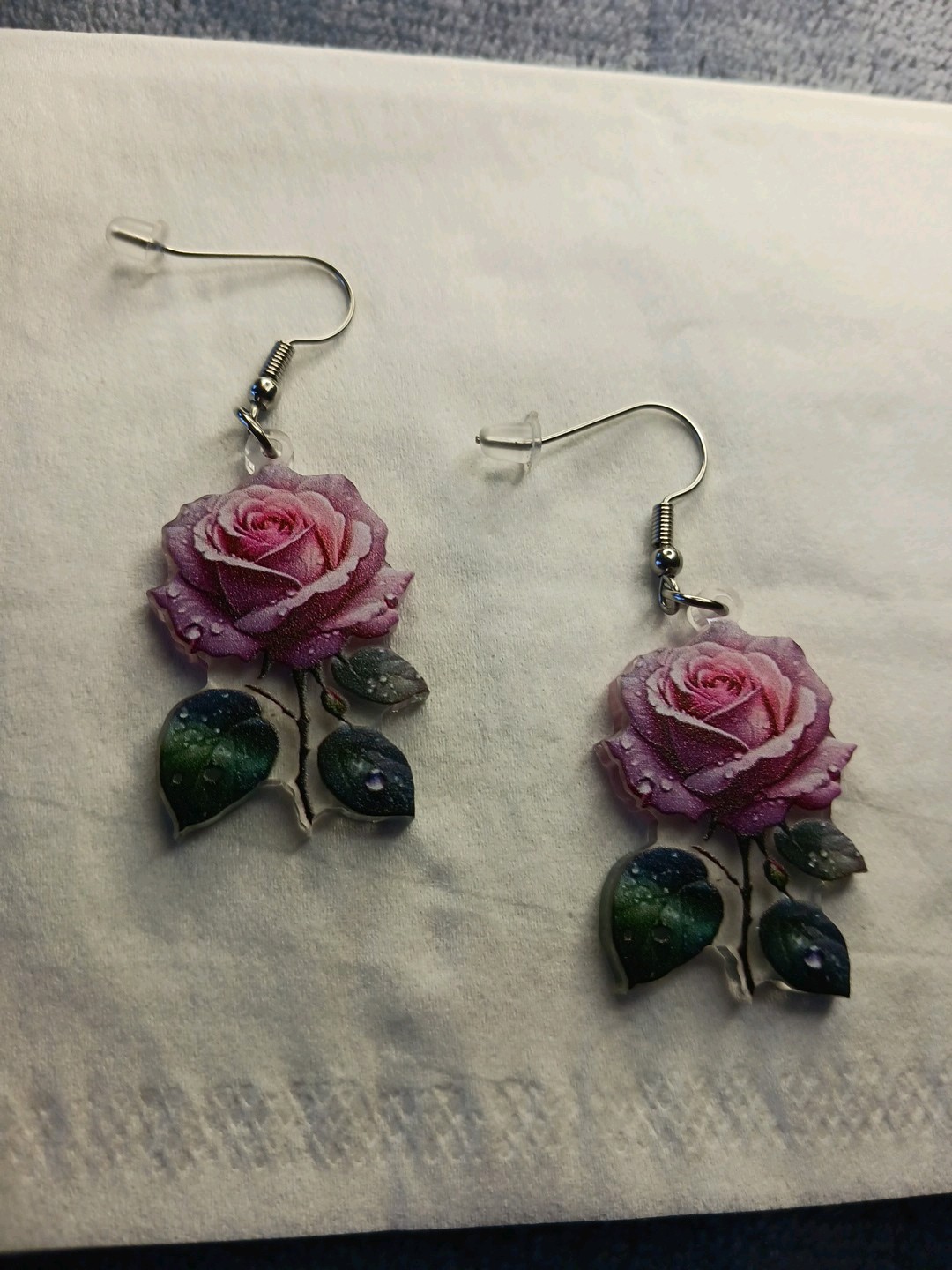 Pretty Rose Earrings. 1″ × 1″. Visible On Both Sides. 14 Pairs Available.