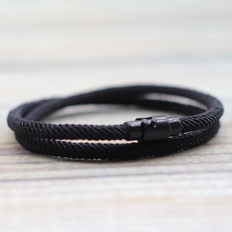 Simple Style Men’s Rope Bracelet Double Layer 4mm Thread Fabric Casual Accessory