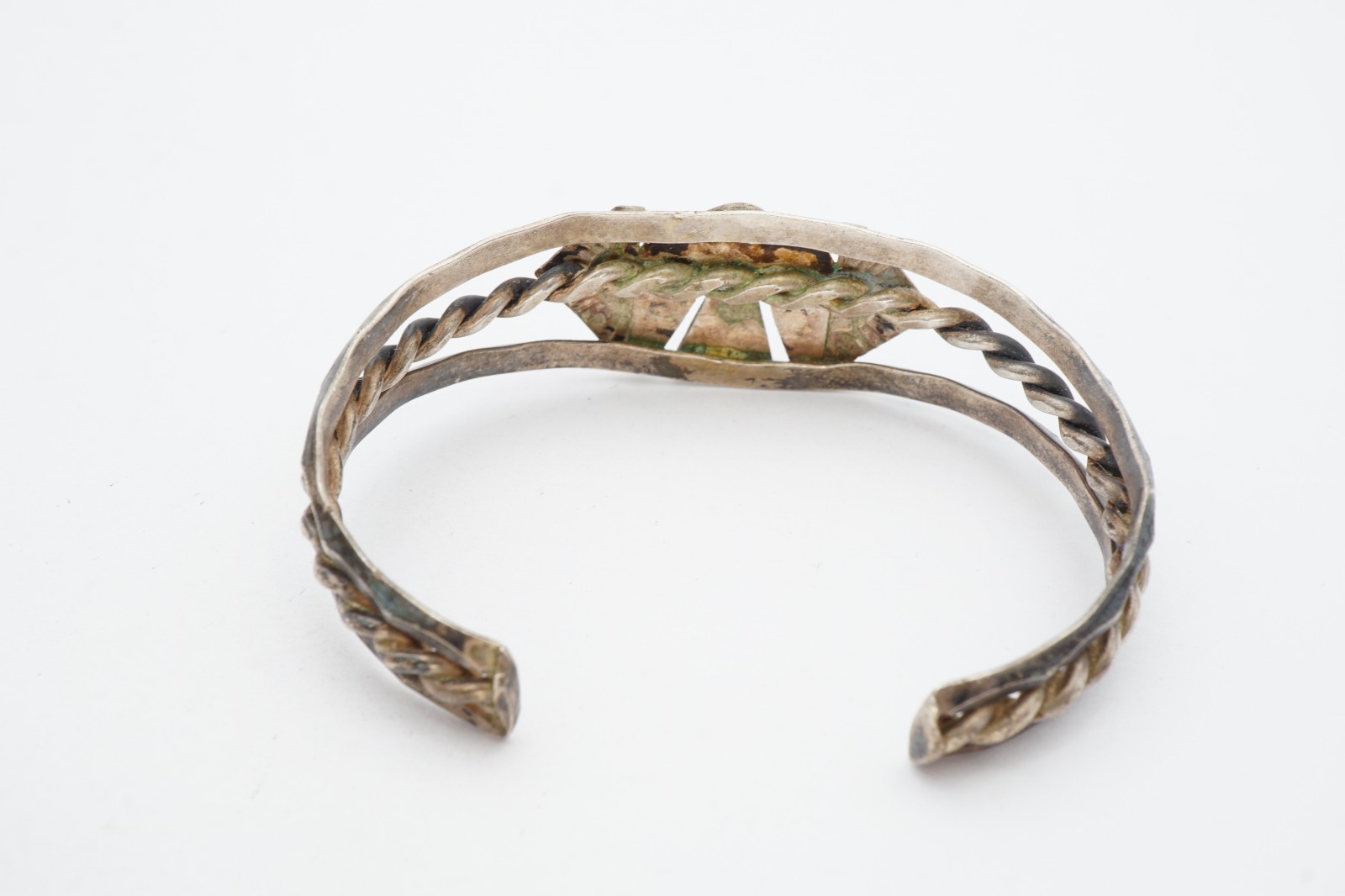 Vtg Fred Harvey Ear Navajo Sterling Silver Turquoise Thunderbird Bracelet 6.25″