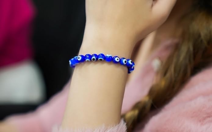 Natural Gemstone 8 mm Bracelet Men & Women Stretchable Crystal Beads Evil Eye