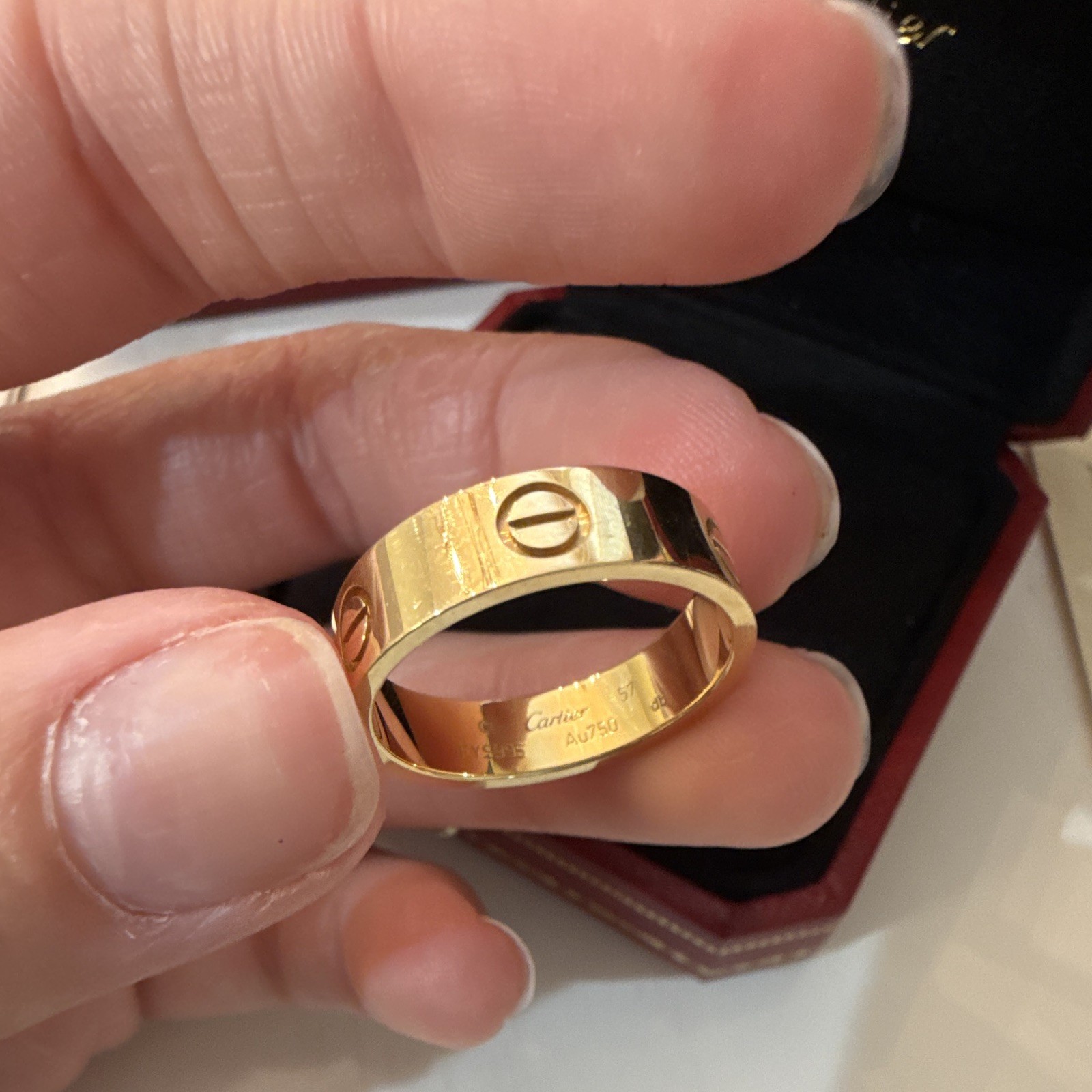 Cartier Classic Love 18K Yellow Gold Ring Size 57 Signed 5.5mm