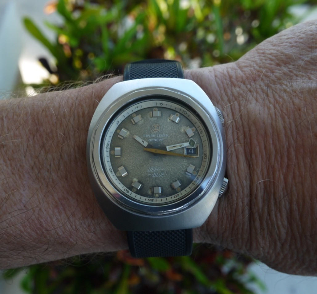 FAVRE LEUBA, DEEP BLUE, 1960’s, 40mm. Stainless, Tropical, Serviced