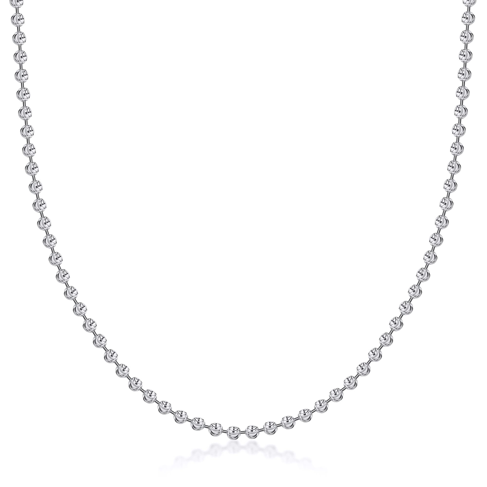 PORI JEWELERS 925 Sterling Silver 3mm Moon Cut Bead Chain Necklace – Made in …