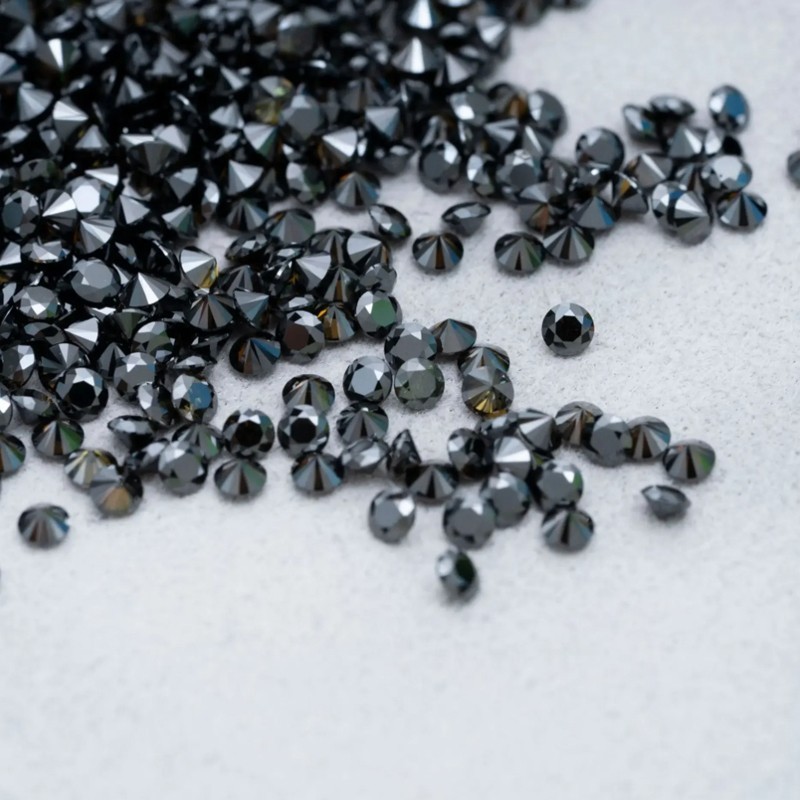 3-6.5mm 1/5/10pcs D Color Round Black Loose Moissanite Real Gemstone Pass Tester