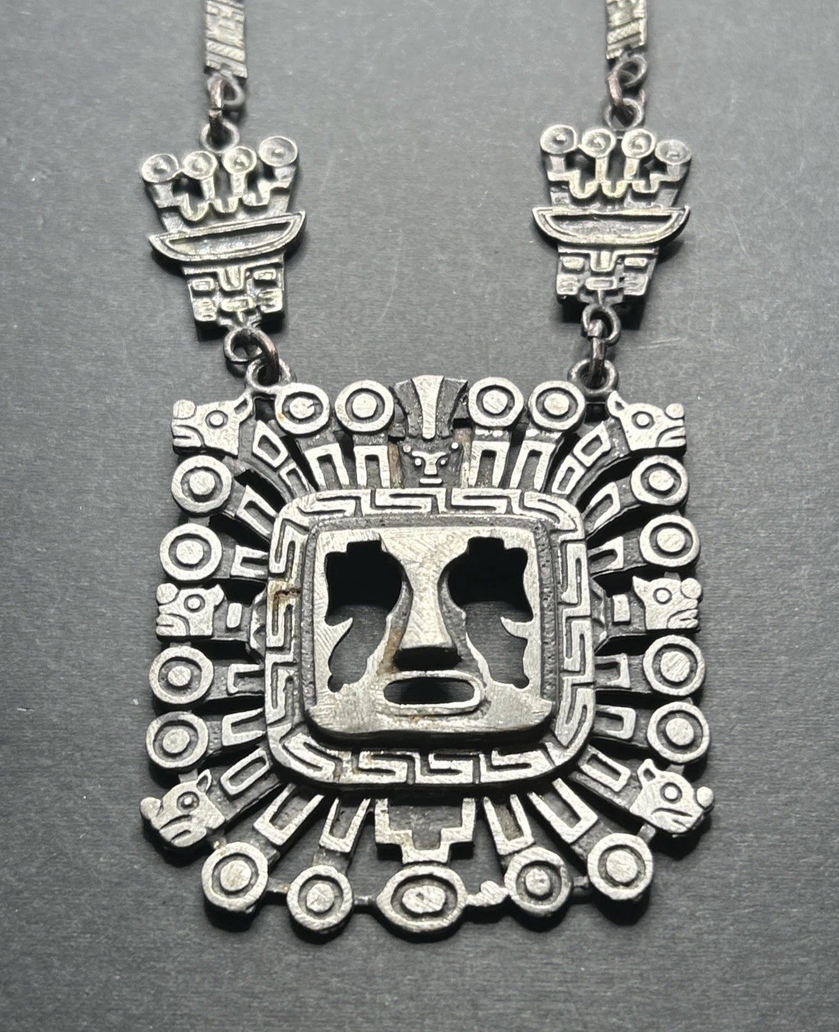 Tiajuanaco Jewels Made In Bolivia Tribal Necklace Creation God Signed Aztec Rare