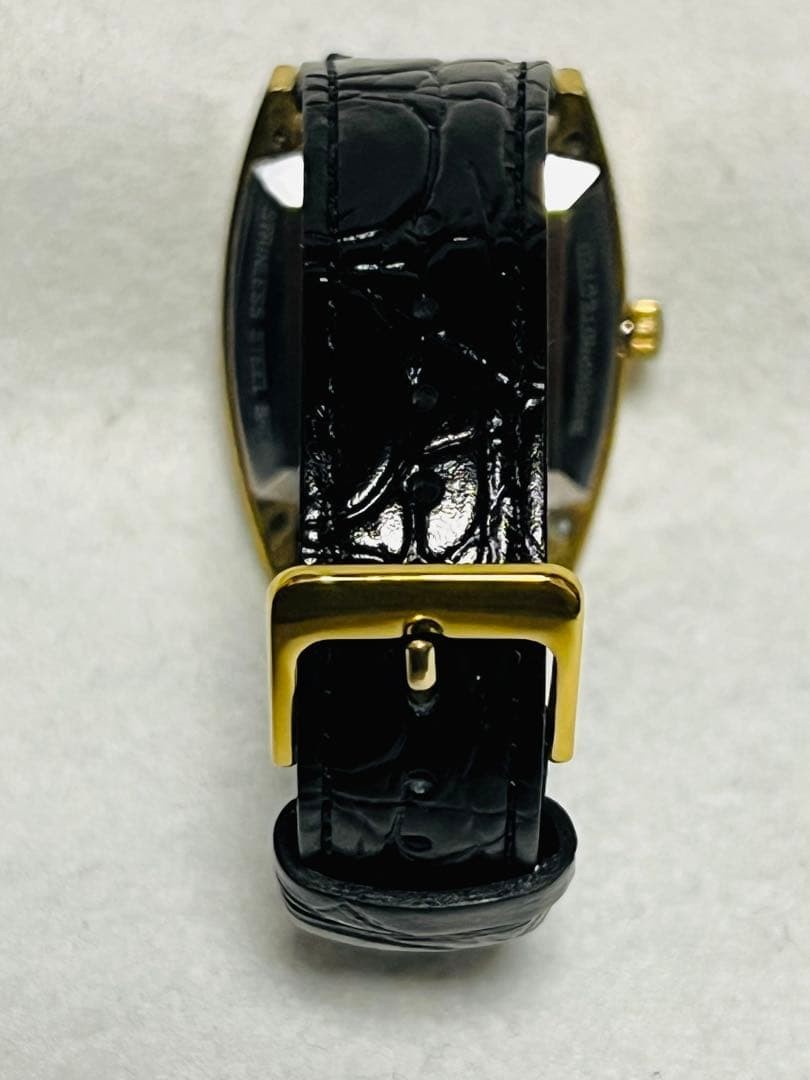 NIVADA Date Automatic 21-Jewel Gold Tone 30mm Black SEIKO Strap Watch 12H Power